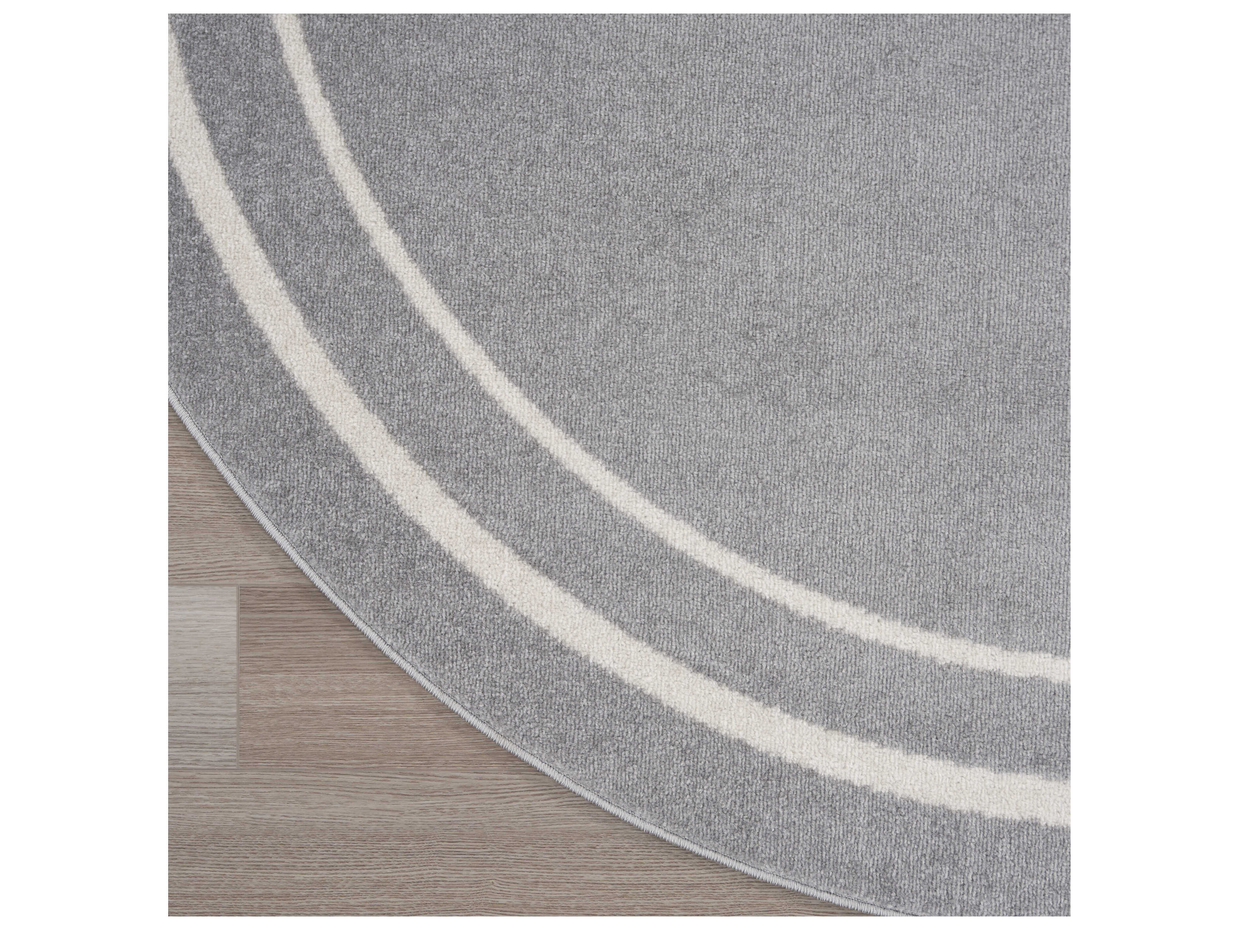 Nourison Essentials Grey / Ivory Round Area Rug NRNRE02GRYIVROU