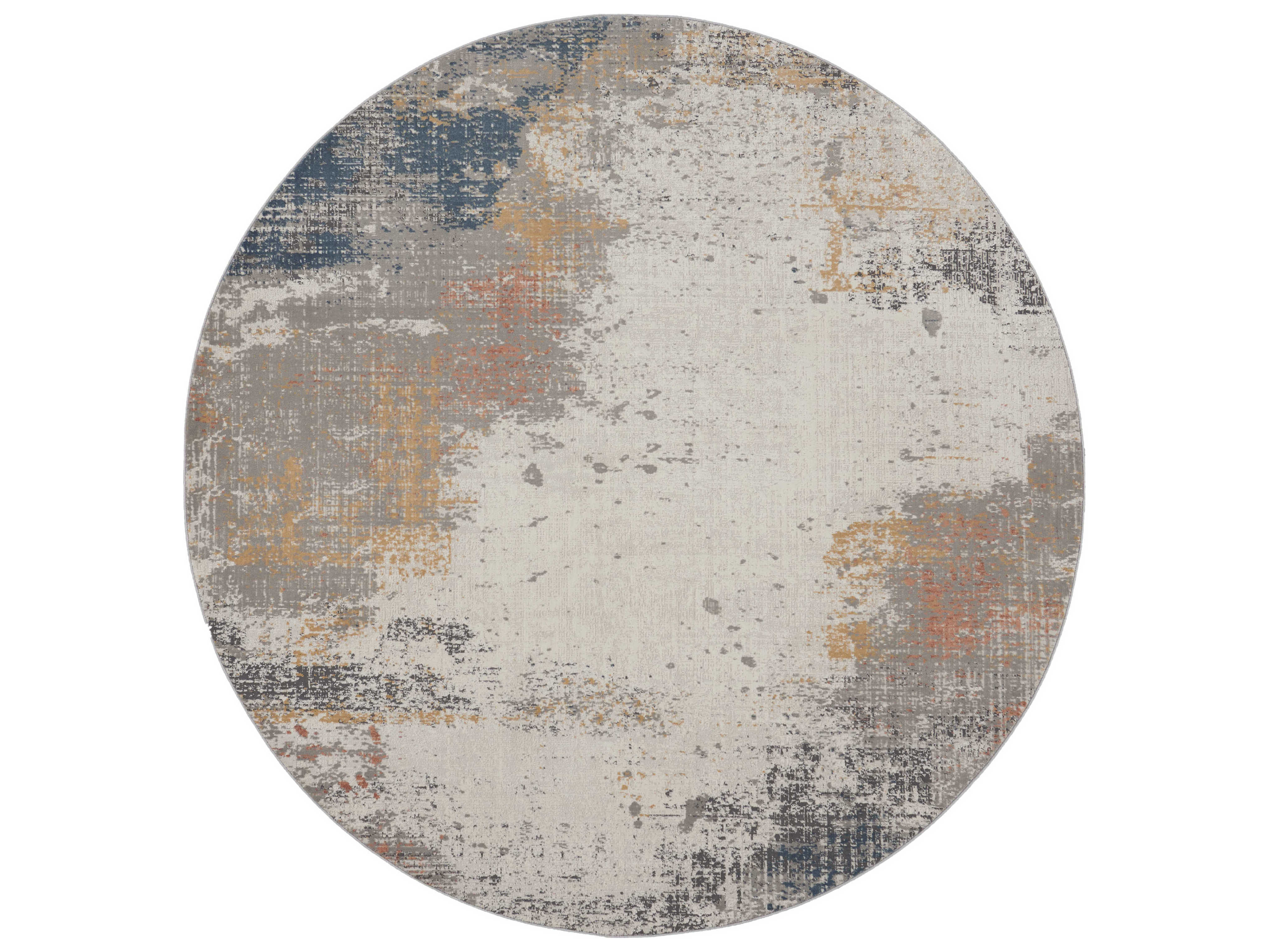 Nourison Rustic Textures Grey/Blue Round Area Rug NRRUS13GRYBLROU