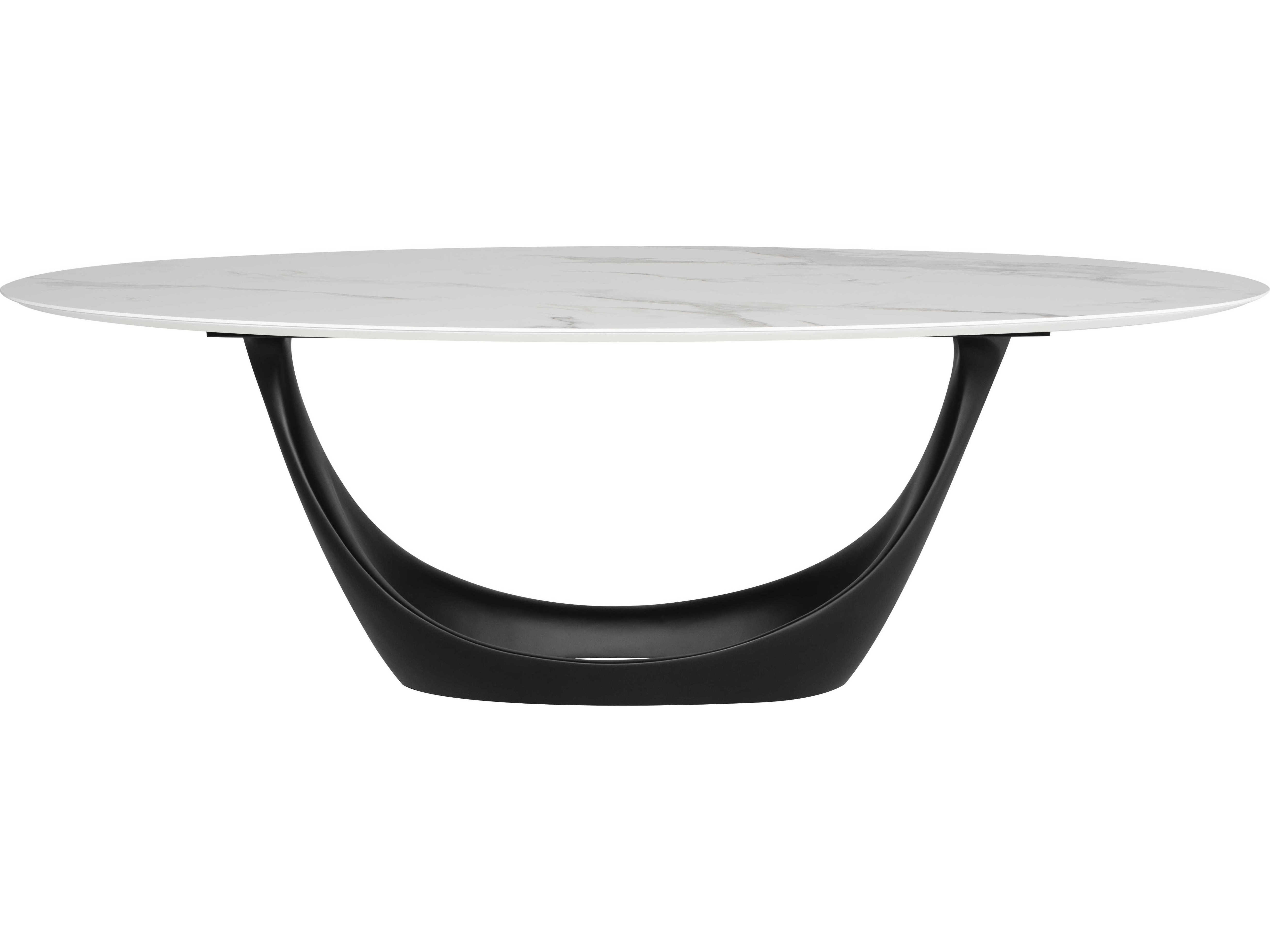 Nuevo 92" Oval Ceramic White Black Dining Table NUEHGNE330