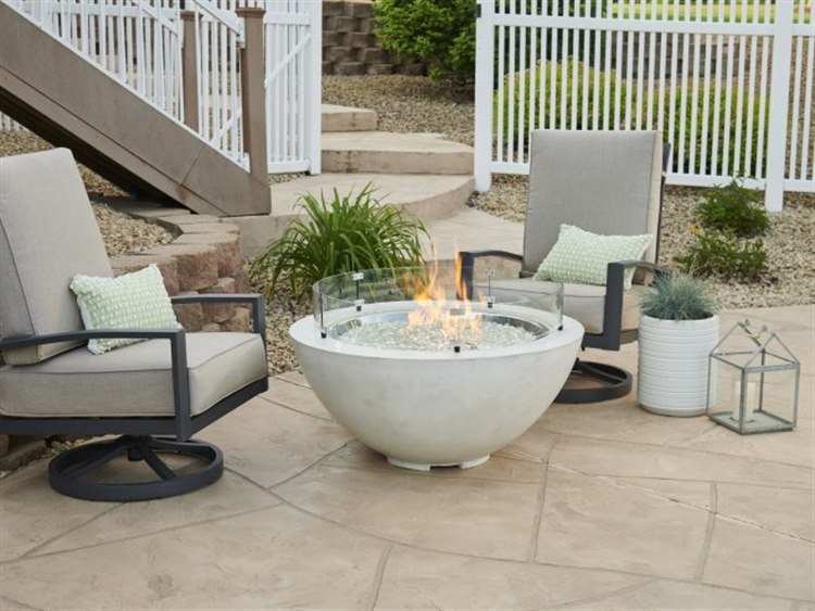 Outdoor Greatroom Cove Concrete White Round Gas Fire Pit Bowl OGCV30WT