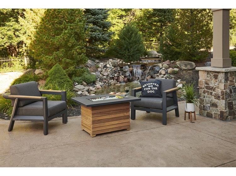 Outdoor Greatroom Darien Teak 41''W x 30''D Rectangular Aluminum Top