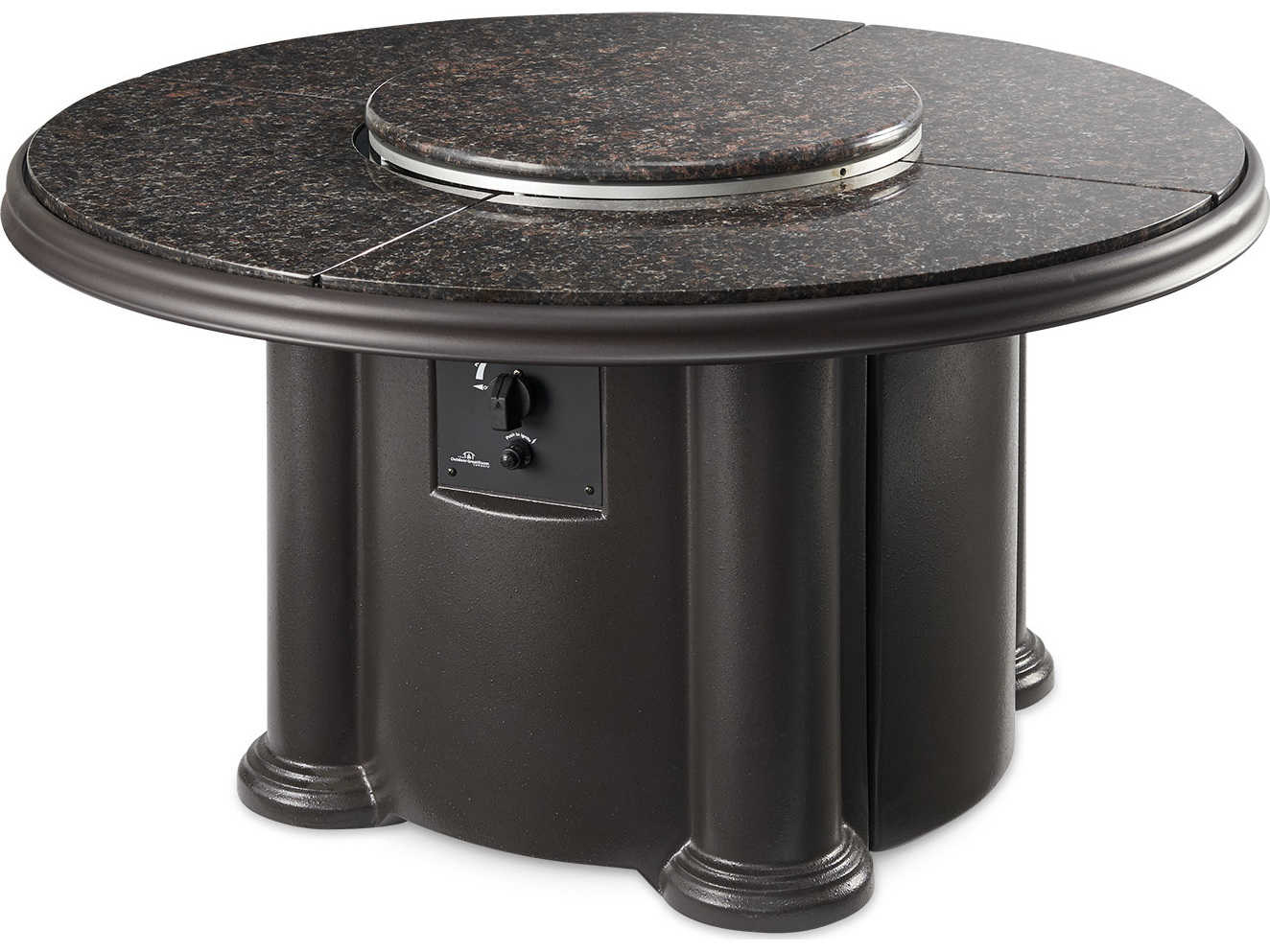 Outdoor GreatRoom Chat Fiberglass 48 Round Crystal Coffee Fire Pit Table with British Granite