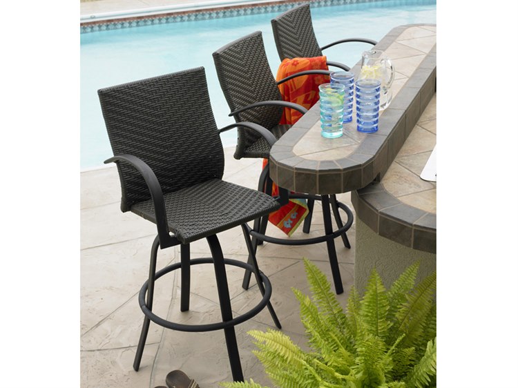 Outdoor Greatroom Naples Wicker Swivel Bar Stool (Set of 2) OGNAPLES4030L