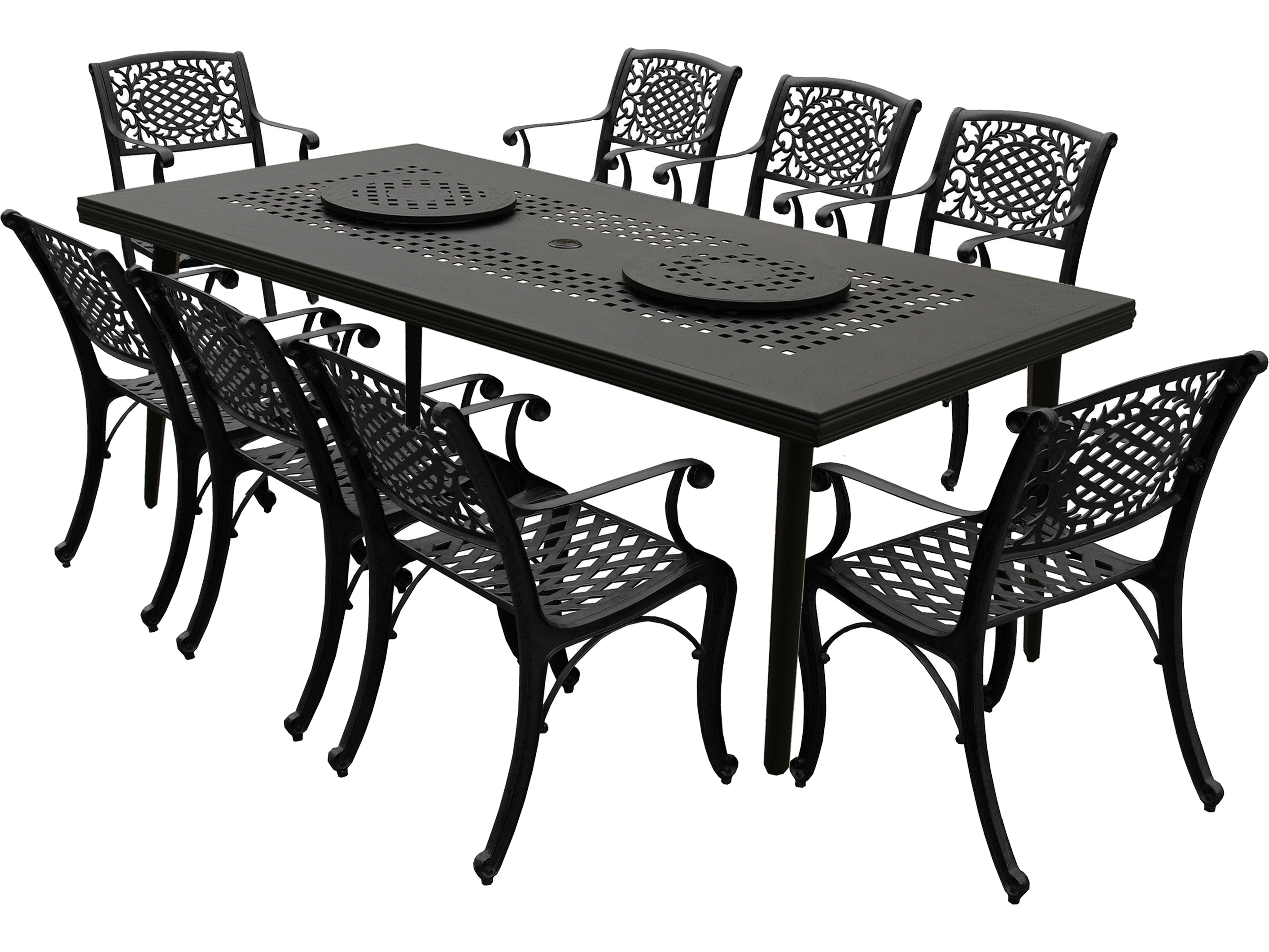Oakland Living Modern Aluminum 84'' Large Black Rectangular Dining Set