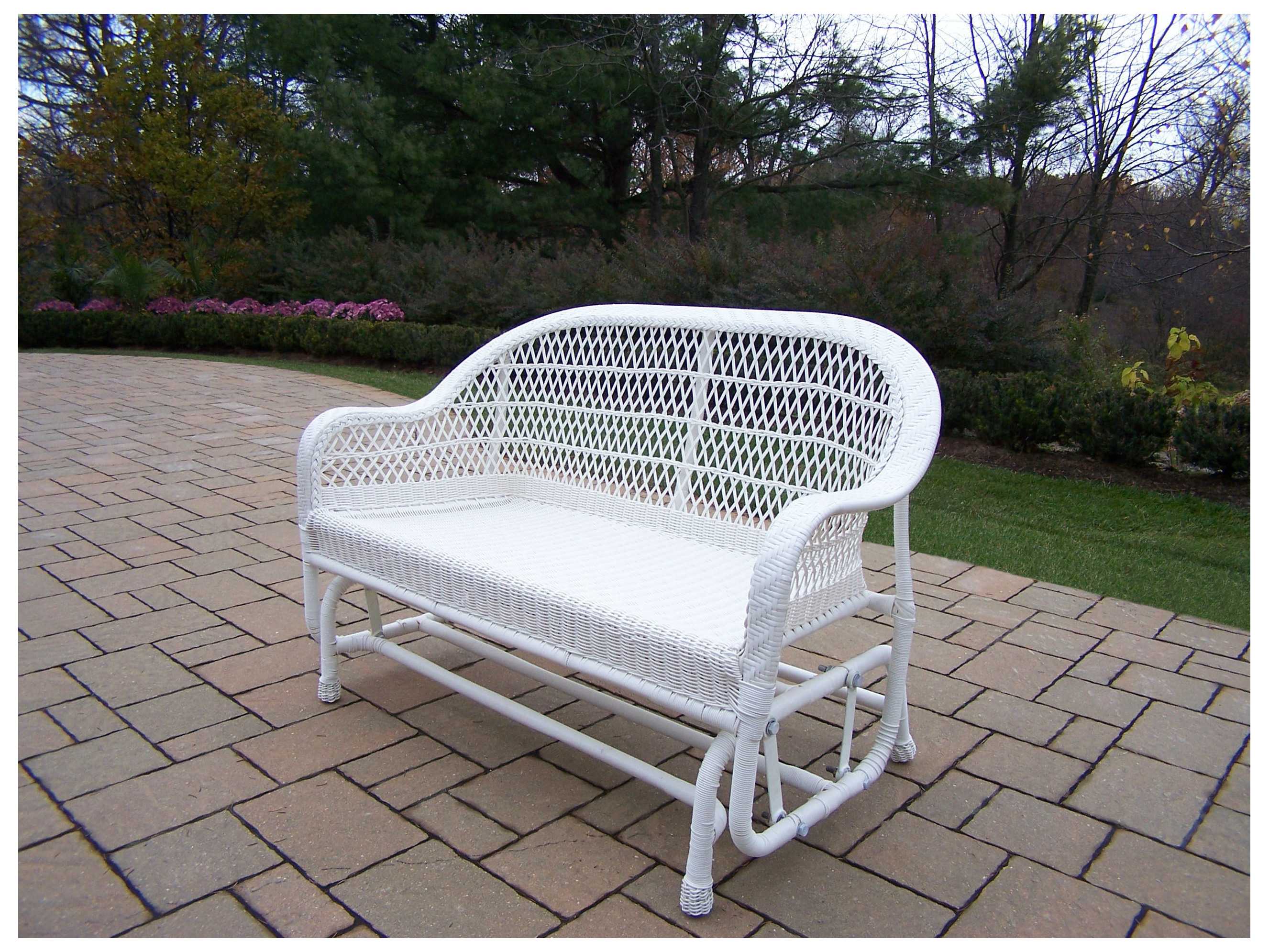 Oakland Living Resin Wicker Arm Glider Loveseat 2009WT