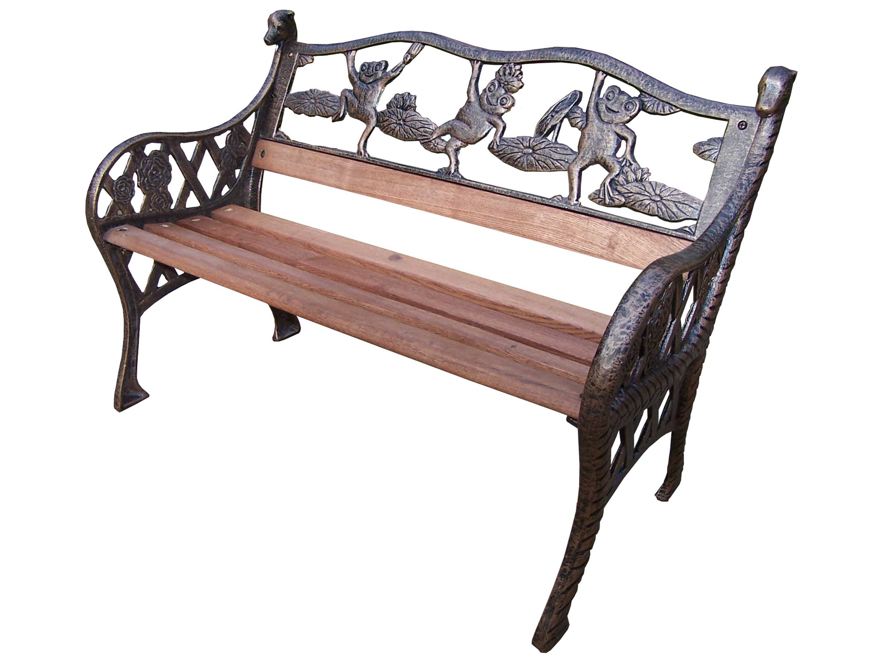 Oakland Living Frogs Cast Iron Garden Decorative Bench with Frog Design