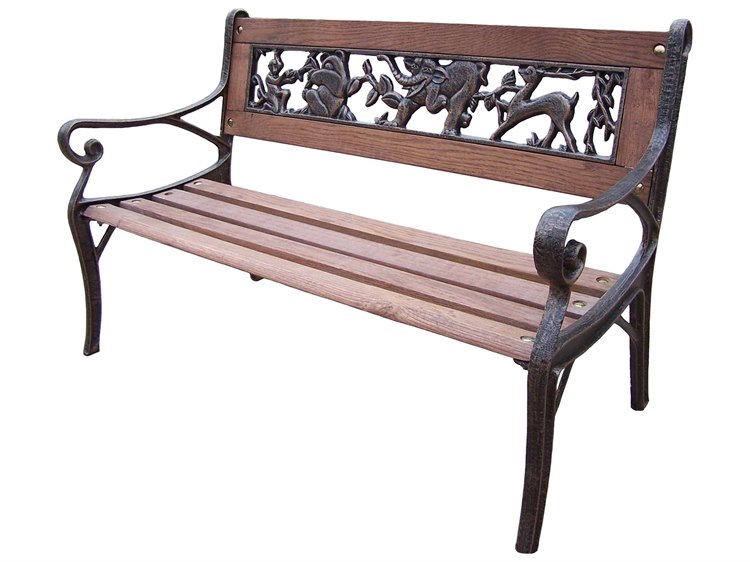 Oakland Living Animals Cast Iron Garden Decorative Bench with Animal