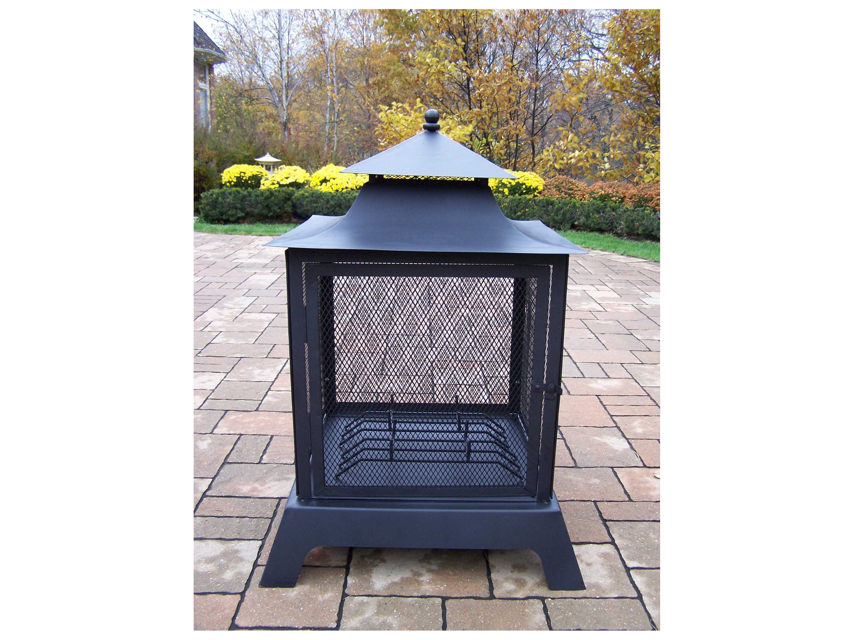 Oakland Living Extruded Iron Full Sides View Fire Pit with Spark Guard
