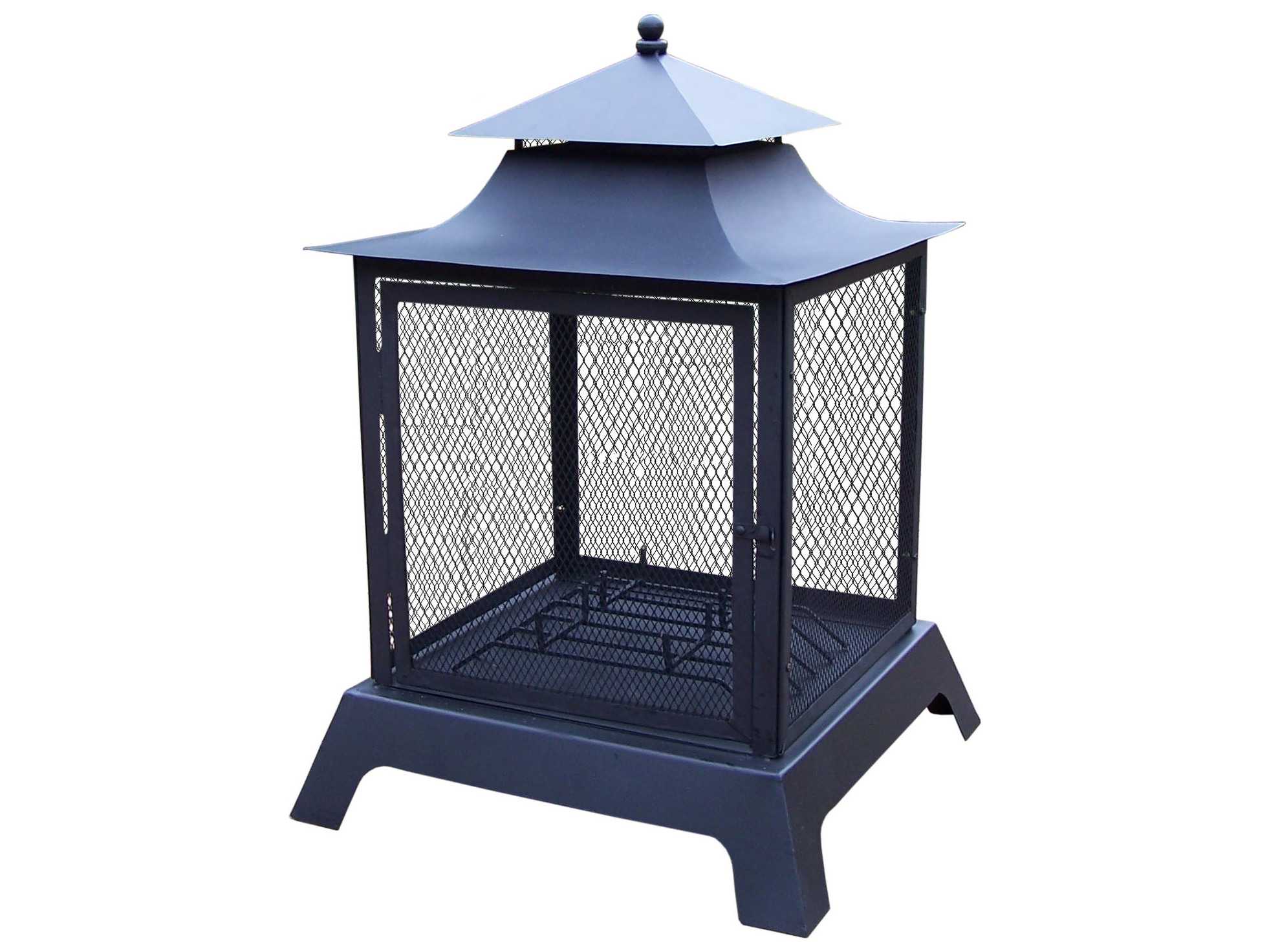 Oakland Living Extruded Iron Full Sides View Fire Pit with Spark Guard