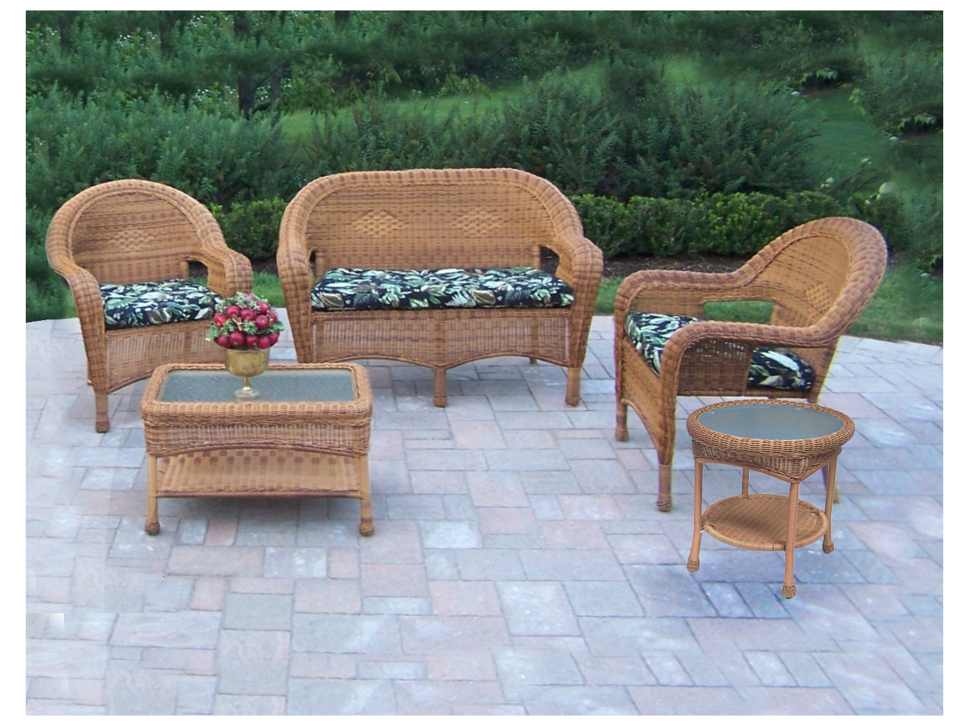 Oakland Living Resin Wicker 5 Pc. Seating Set in Natural OL900275BFNT