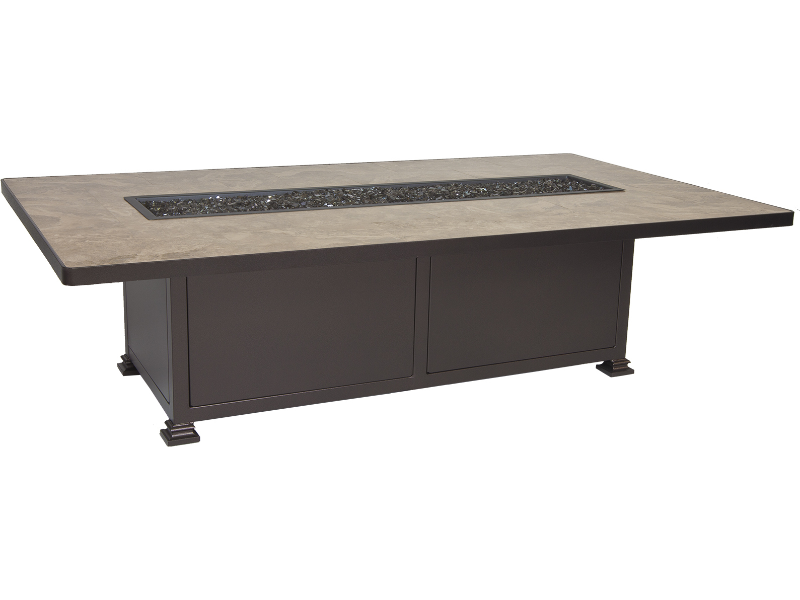 OW Lee Casual Fireside Santorini Wrought Iron 72''W x 42''D Rectangular