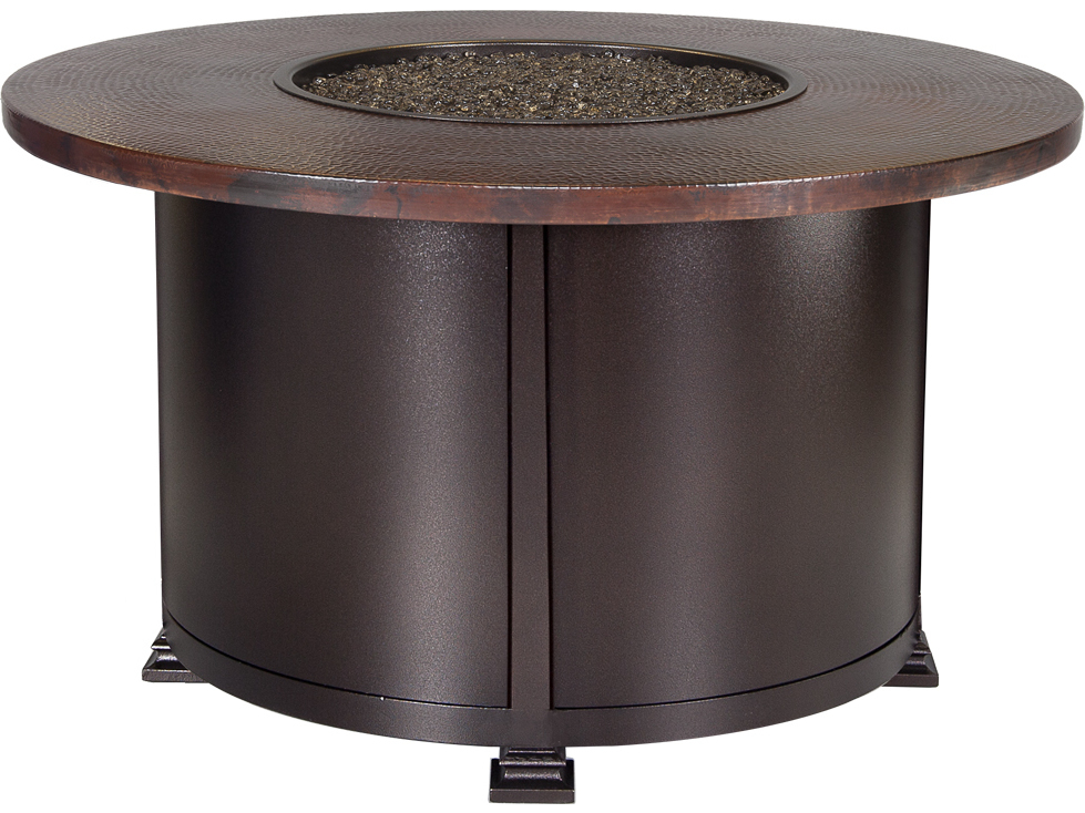 OW Lee Casual Fireside Hammered Copper Wrought Iron 42'' Wide Round