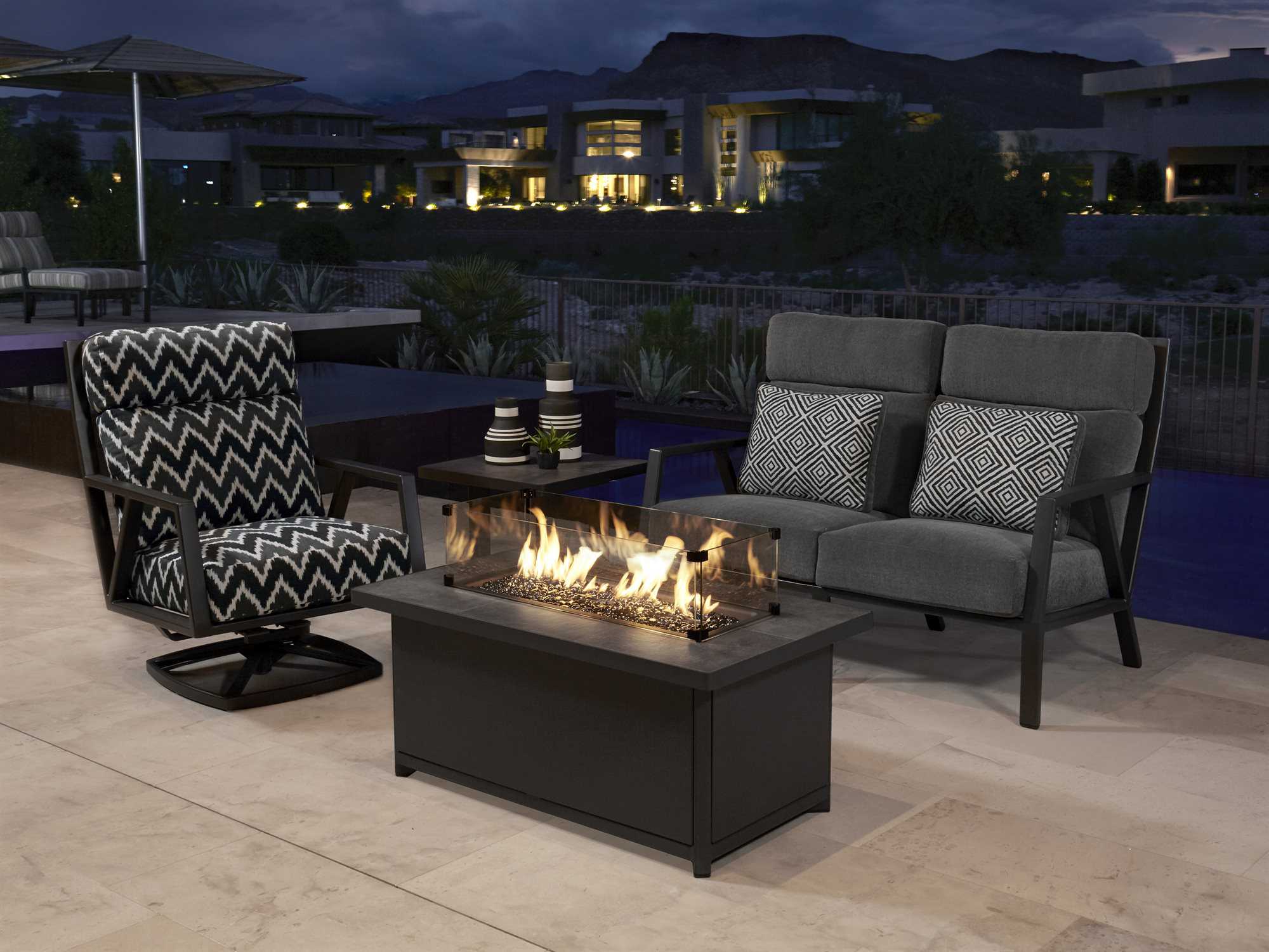 OW Lee Casual Fireside Santorini Wrought Iron 50 X 30 Rectangular Chat