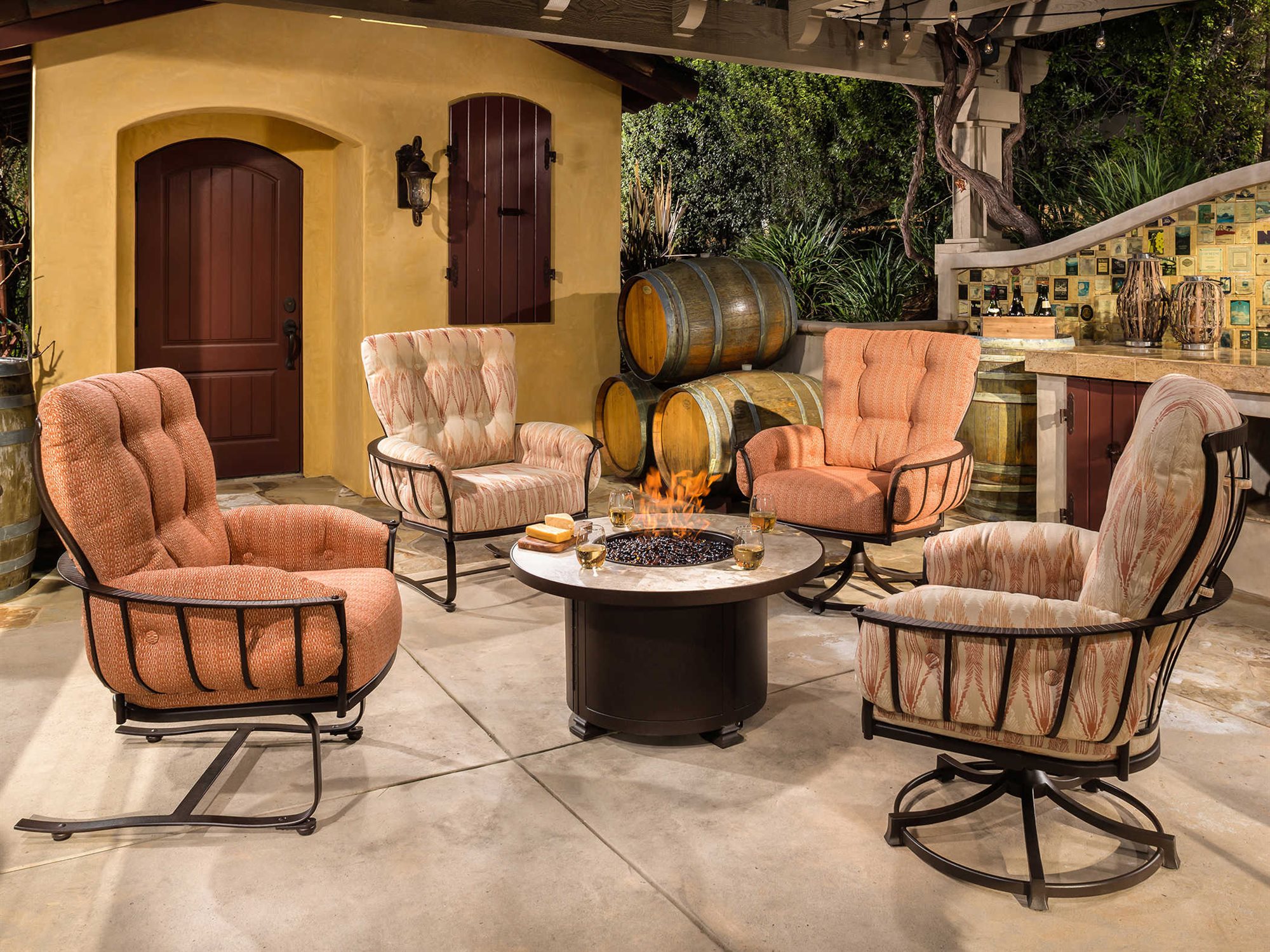 OW Lee Monterra Wrought Iron Swivel Rocker Lounge Chair OW421SR