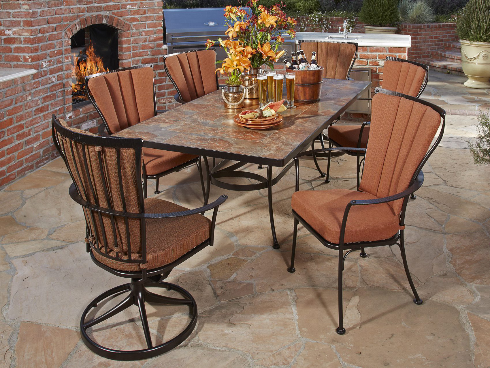 OW Lee Monterra Wrought Iron Dinning Set OWMONTERRA10