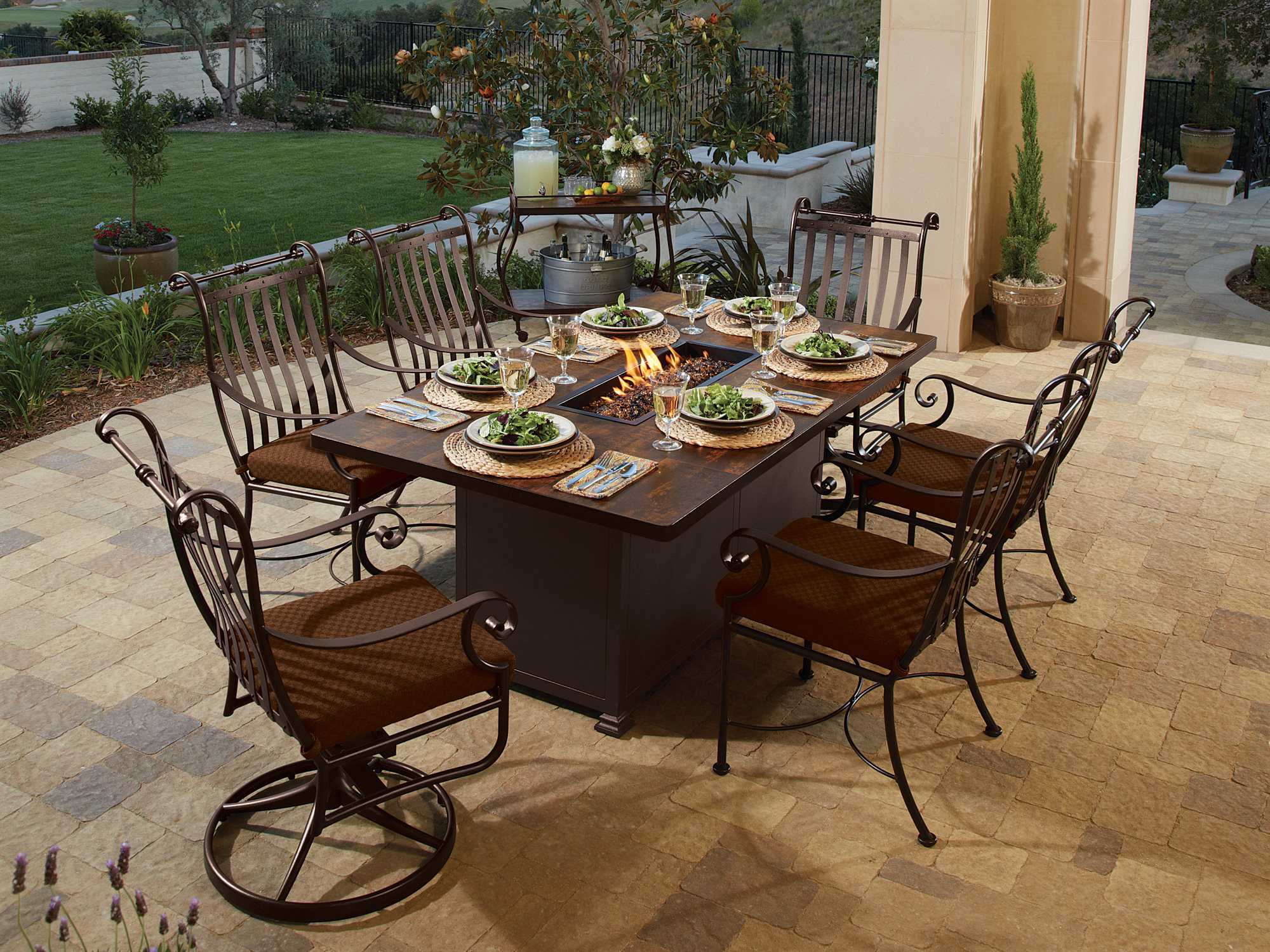 OW Lee Casual Fireside Santorini Wrought Iron 72 x 42 Rectangular