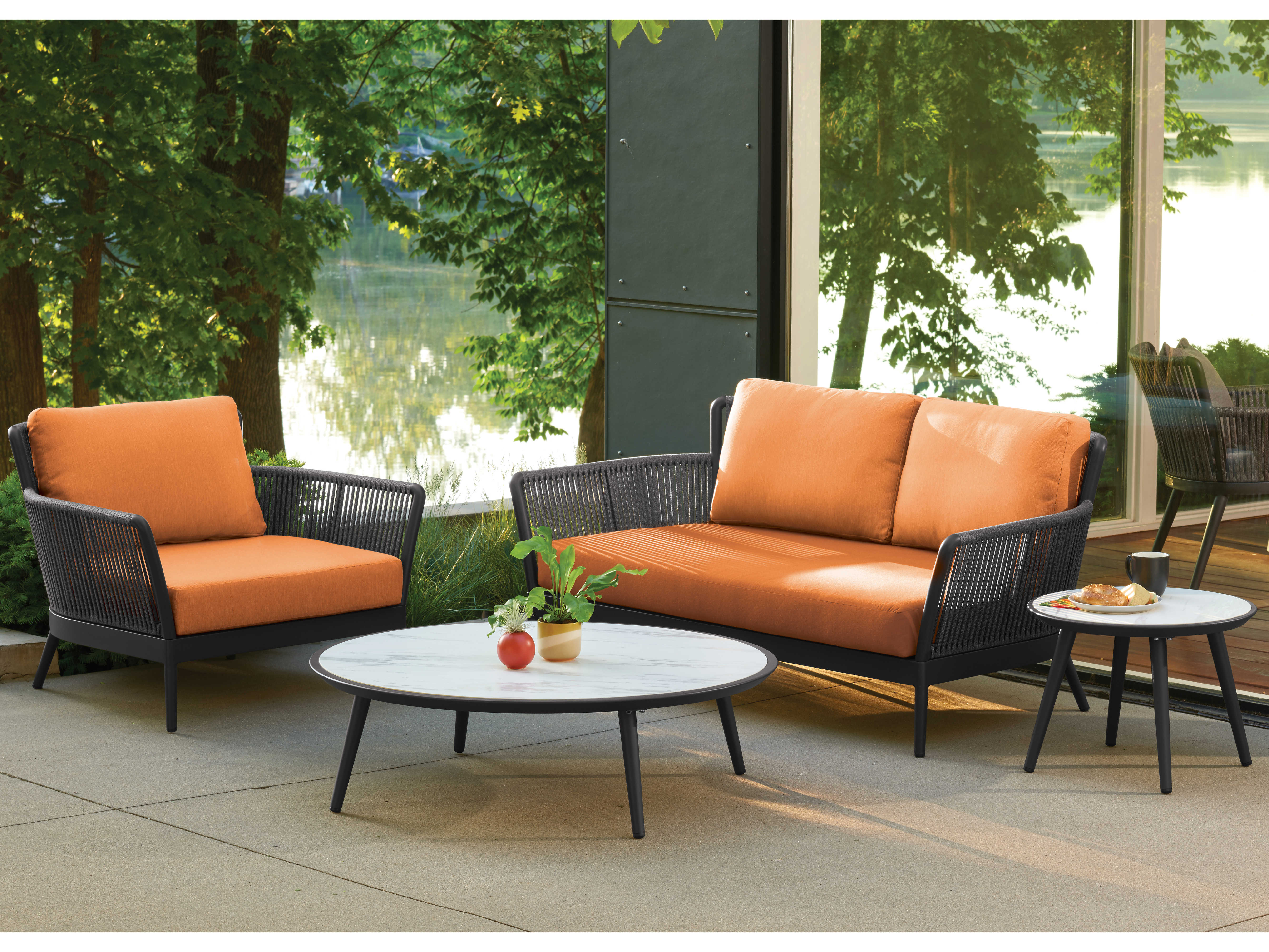 Oxford Garden Nette Aluminum Carbon / Tangerine FourPiece Lounge Set