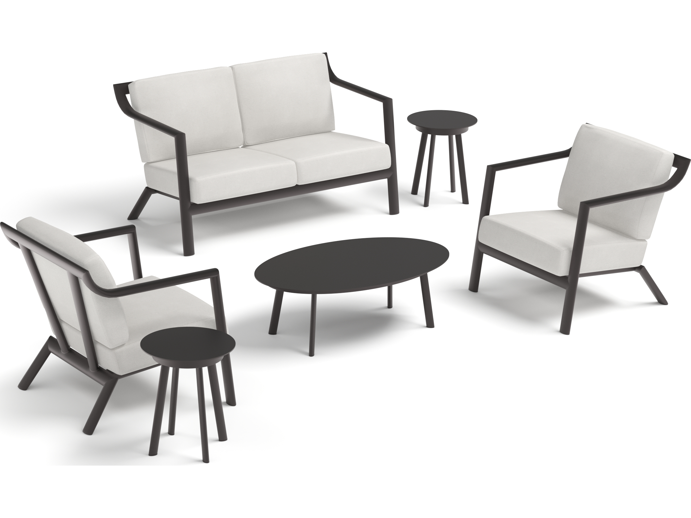 Oxford Garden Markoe Aluminum Carbon 6 Piece Outdoor Patio Lounge Set