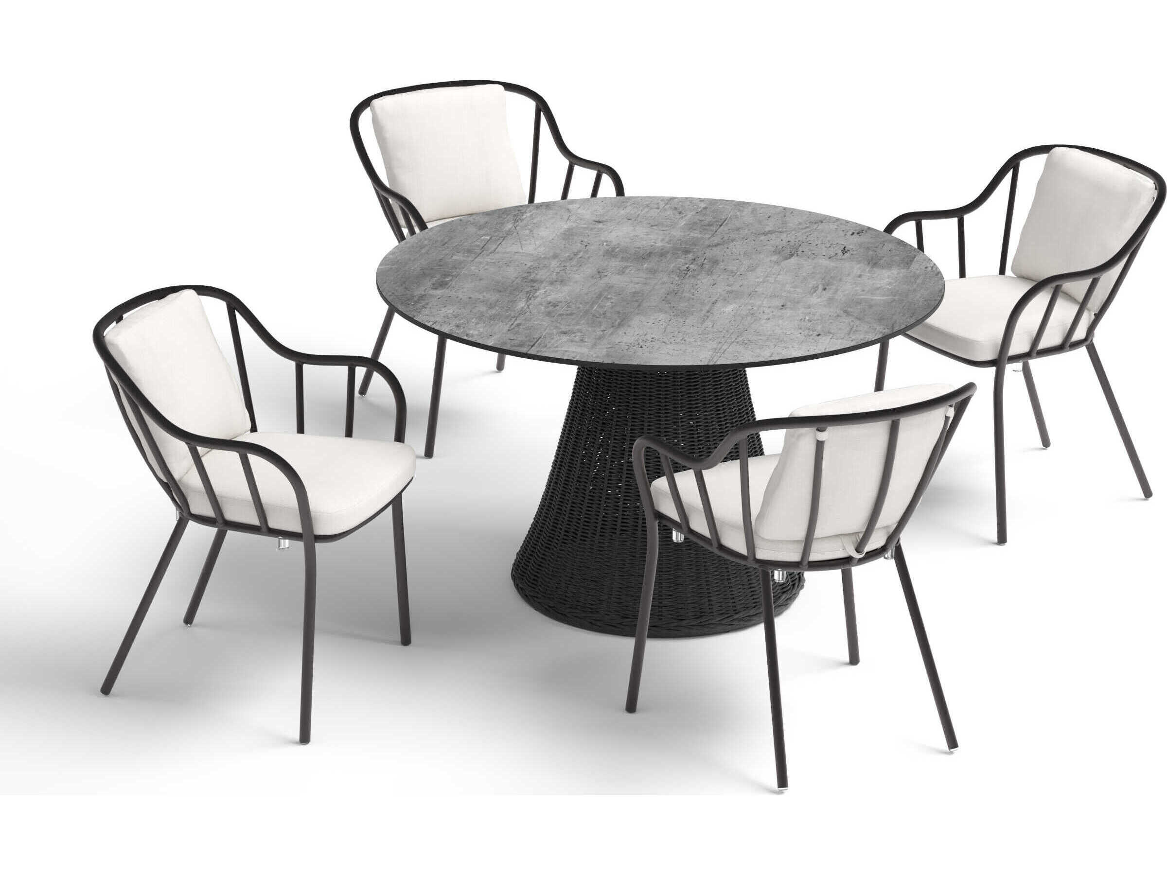 Oxford Gardens Malti Aluminum Carbon 5 Piece 48'' Round Dining Set with