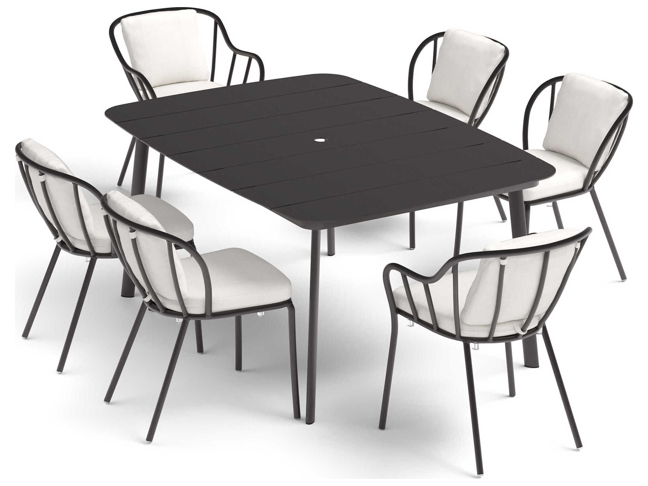 Oxford Gardens Malti Aluminum Carbon 7 Piece 63'' Rectangular Dining