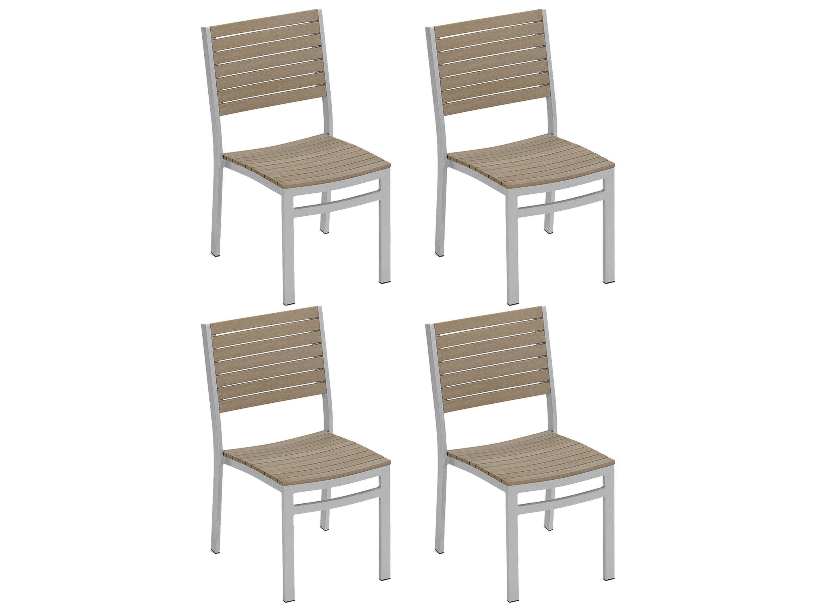 Oxford Garden Travira Aluminum Flint Stackable Patio Dining Side Chair
