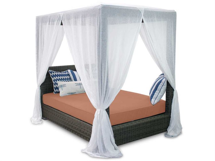 Patio Heaven Signature Palisades Wicker Queen Canopy Bed PASBQBGSR