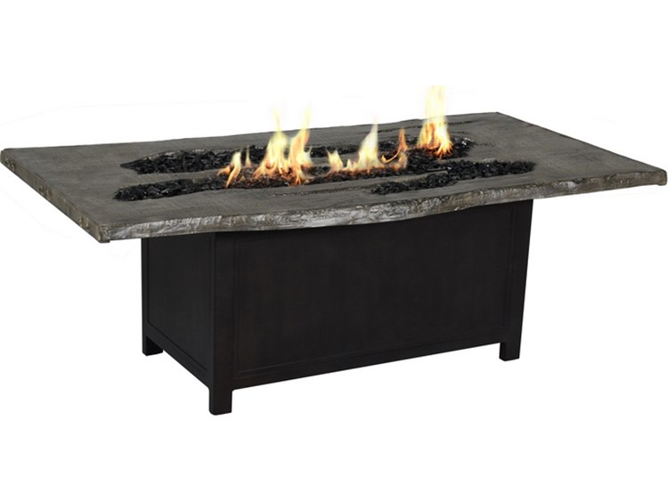 Rectangular Fire Pit Coffee Table Castelle Natures Wood Aluminum 54''W x 29''D Rectangular Fire Pit