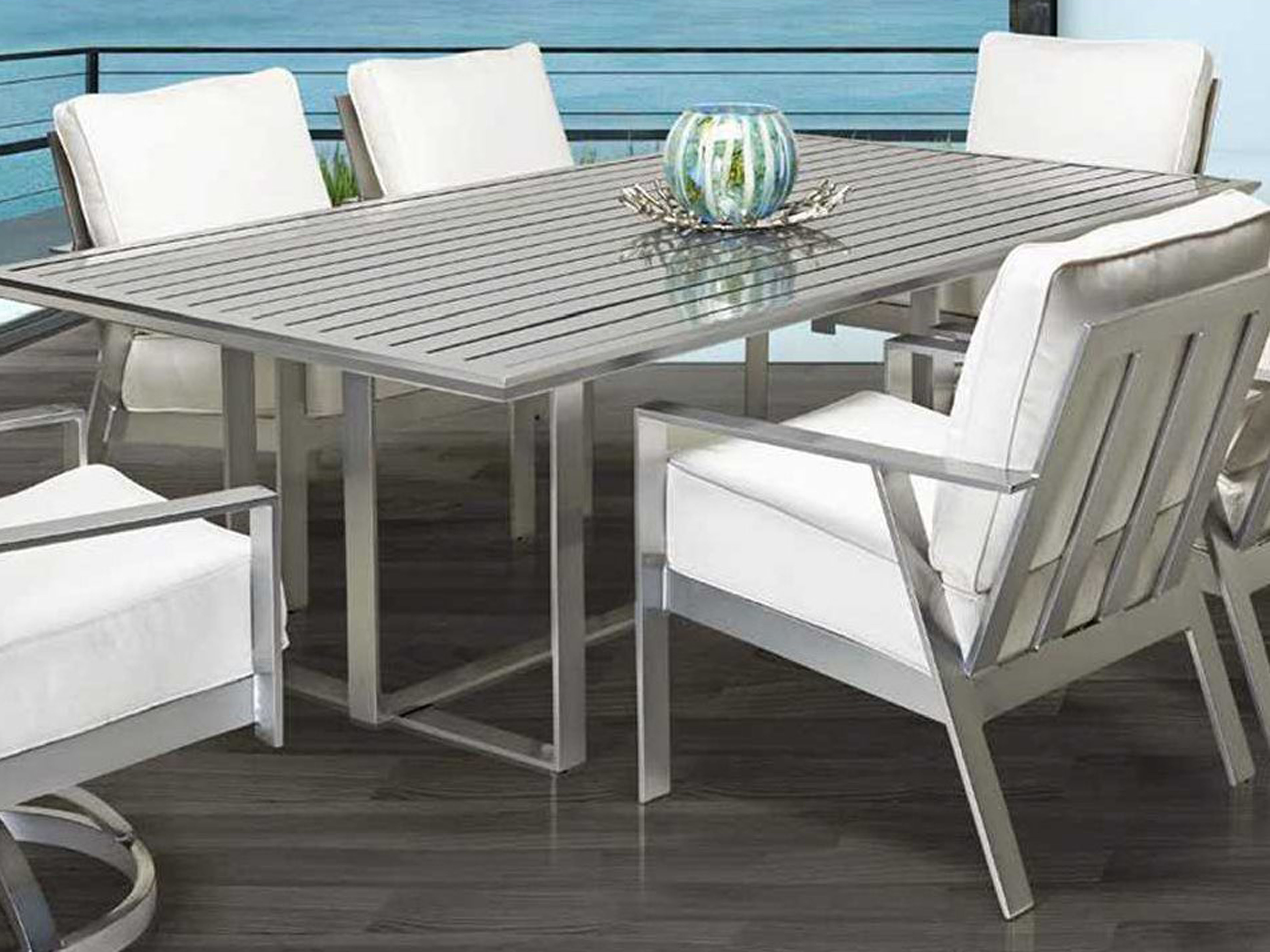 Castelle Moderna Cast Aluminum Rectangular Outdoor Dining Table PFHRDK84