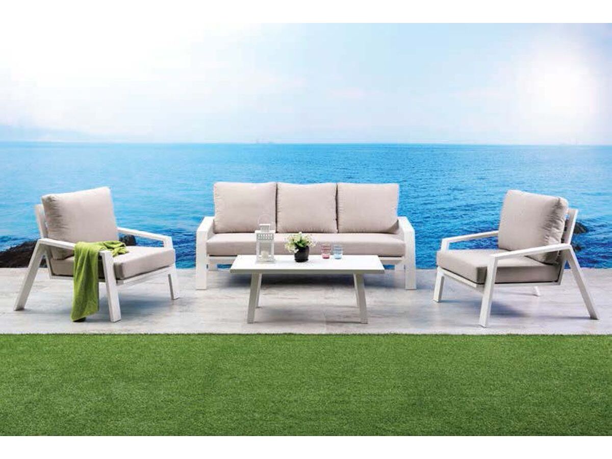 Panama Jack Outdoor Mykonos Aluminum Cushion 4 Piece Lounge Set