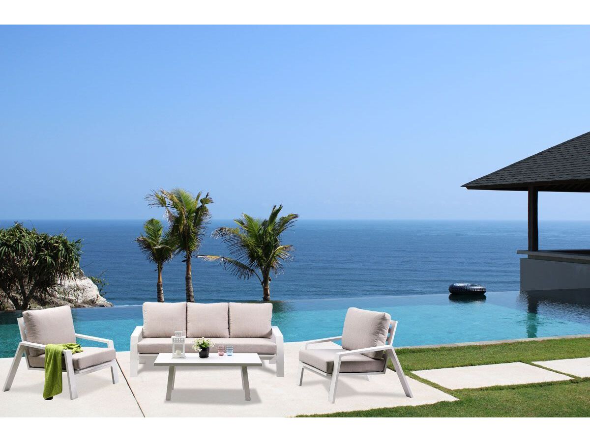 Panama Jack Outdoor Mykonos Aluminum Cushion 4 Piece Lounge Set