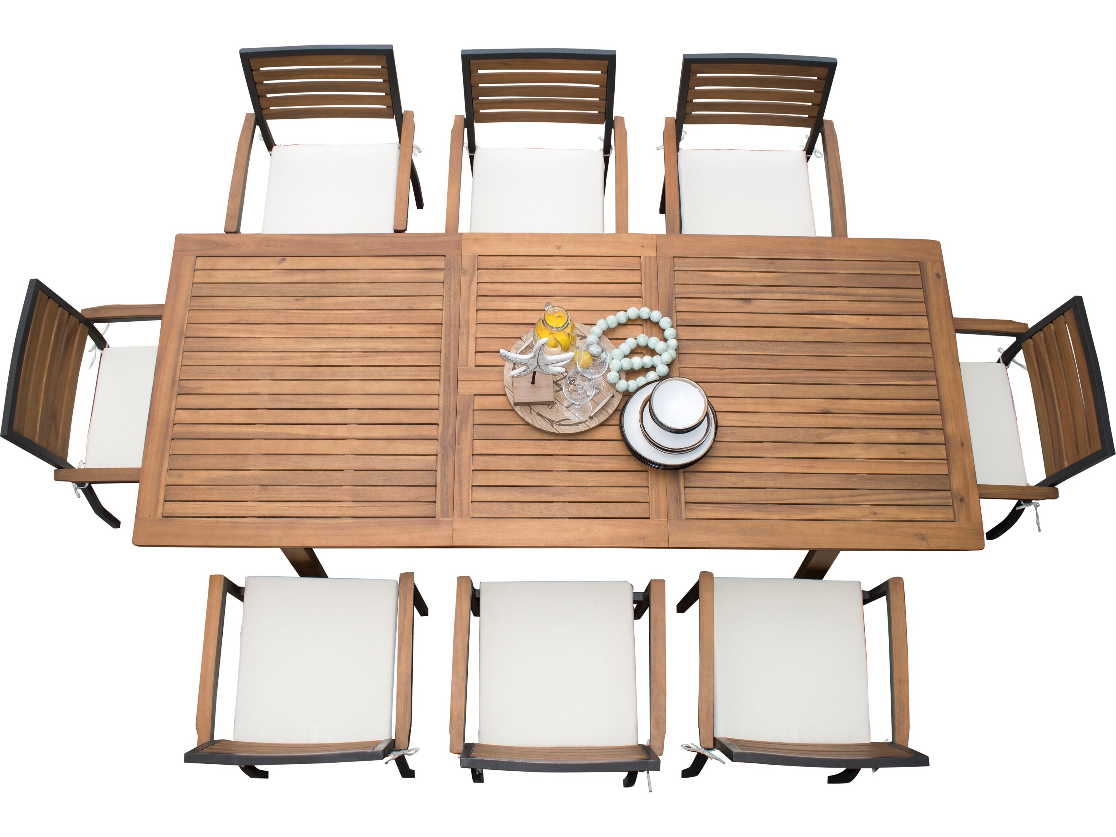 Panama Jack Outdoor Boca Grande Acacia Wood Aluminum 7 Piece