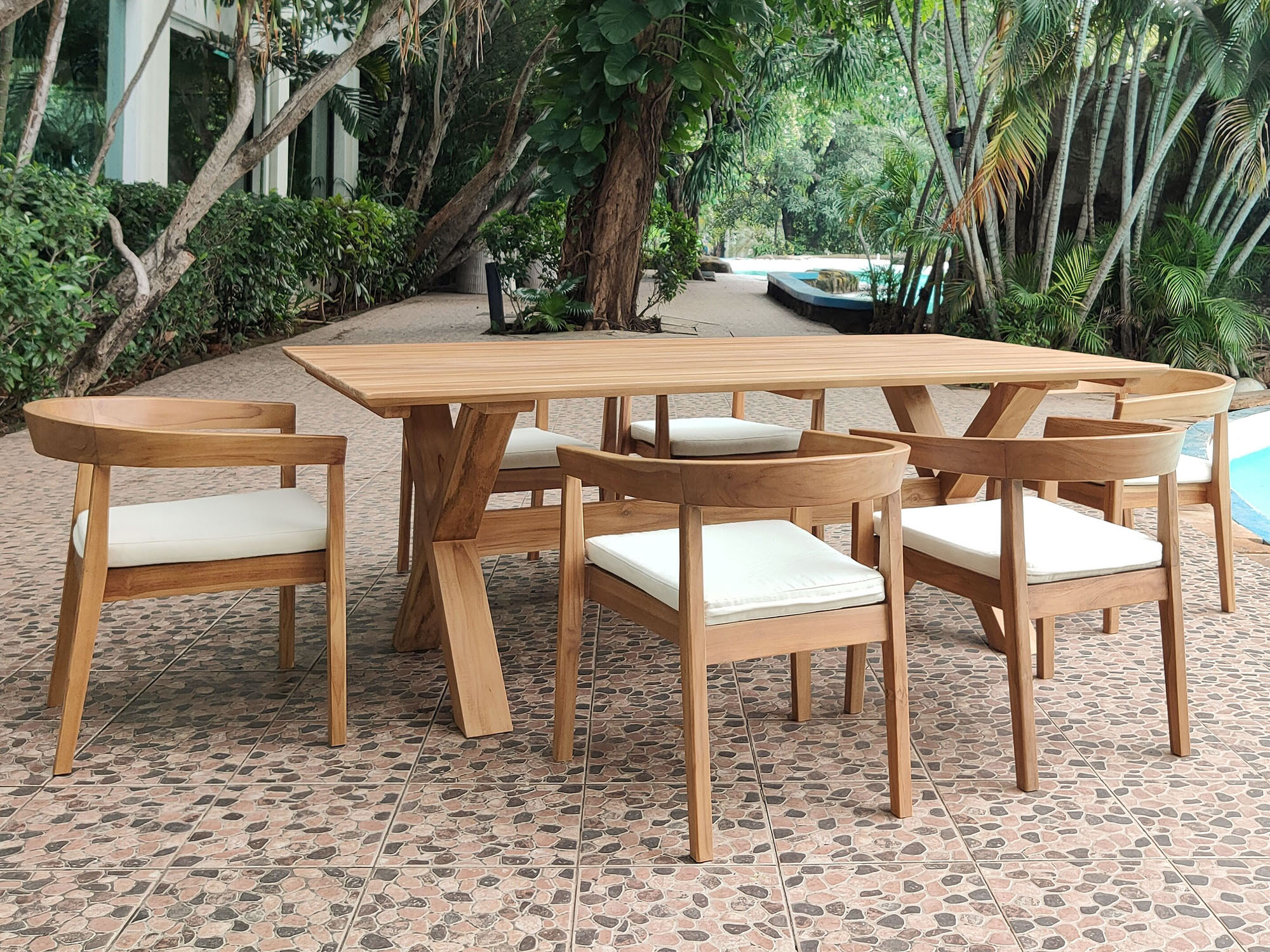 Panama Jack Outdoor Bali Teak 7 Piece Dining Set PJPJO3601NAT7DA