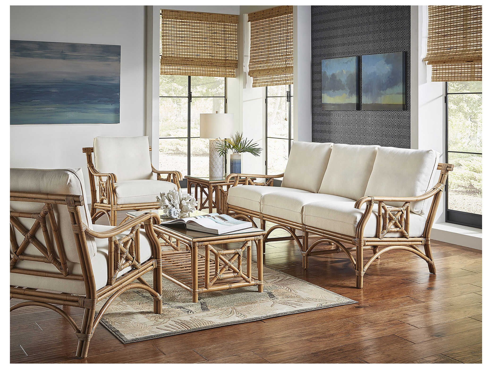 Panama Jack Sunroom Plantation Bay Wicker Cushion Lounge Set