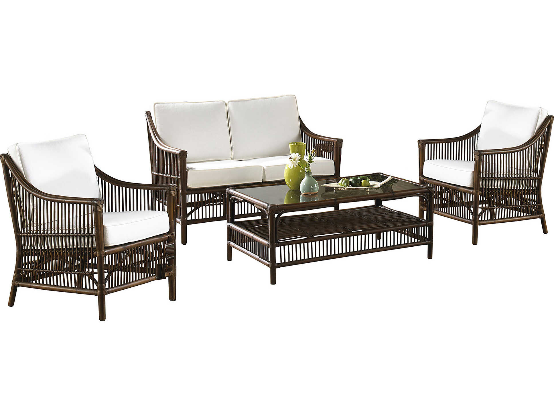 Panama Jack Outdoor Wicker Furniture Panama Jack Sunroom Bora Wicker Cushion Lounge Set PJPJS2001ATQ4PS