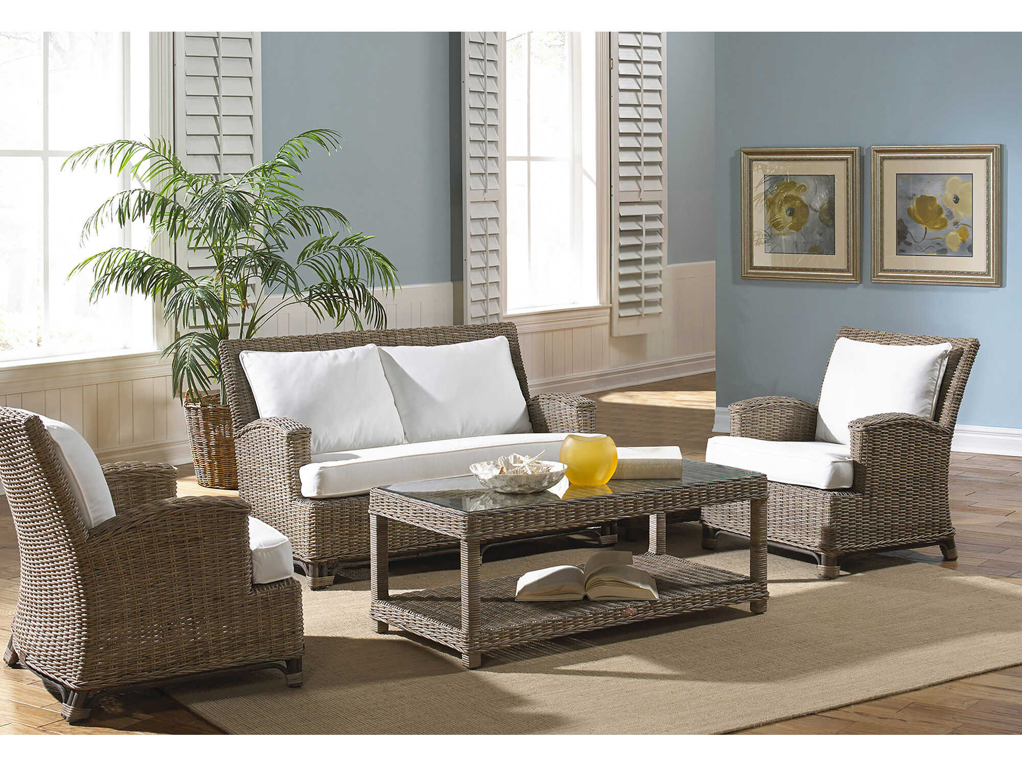 Panama Jack Sunroom Exuma Wicker Cushion Outdoor Lounge Set