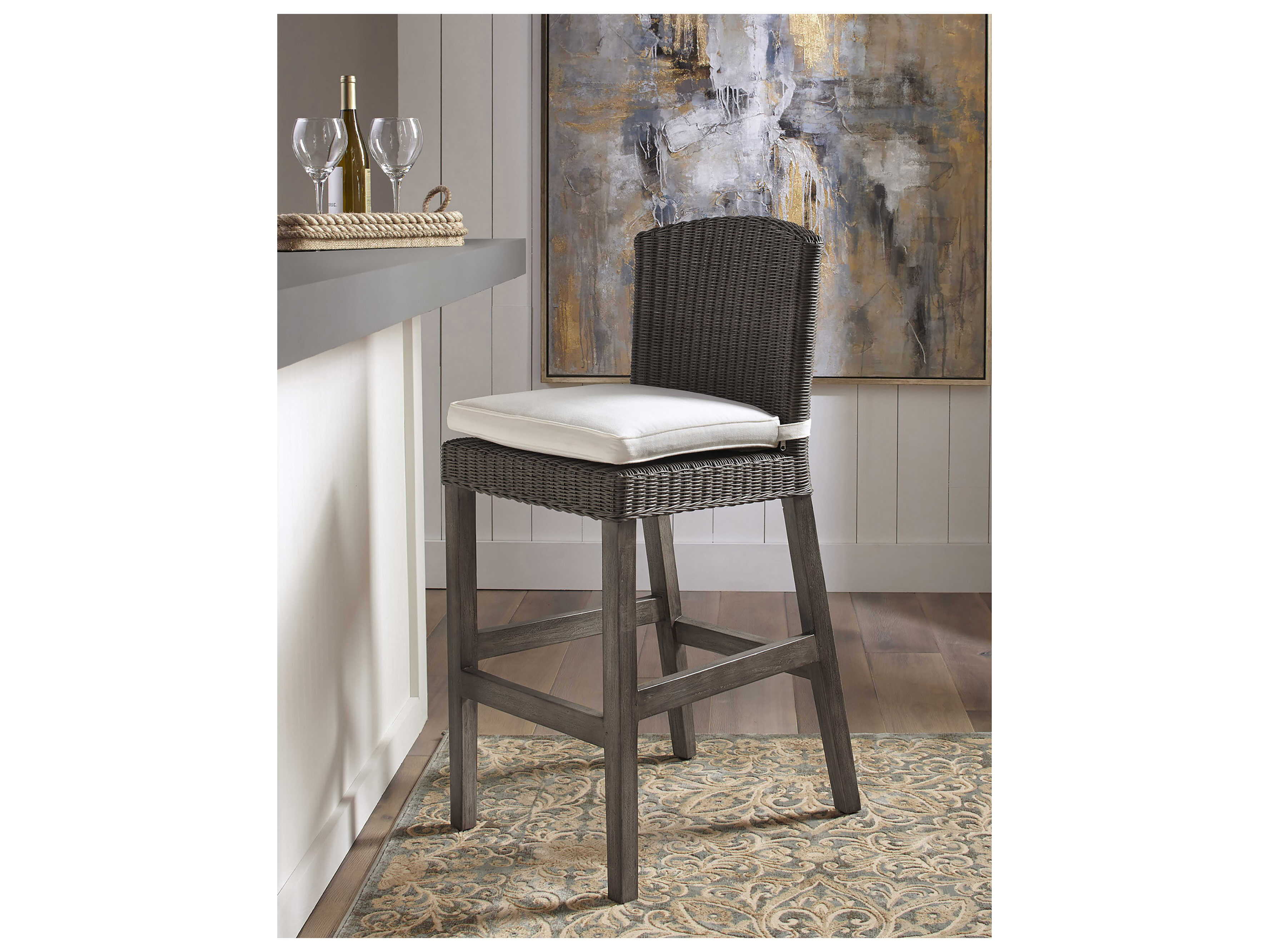 Panama Jack Sunroom Playa Largo Wicker Cushion Bar Stool PJPJS9001GRYBS