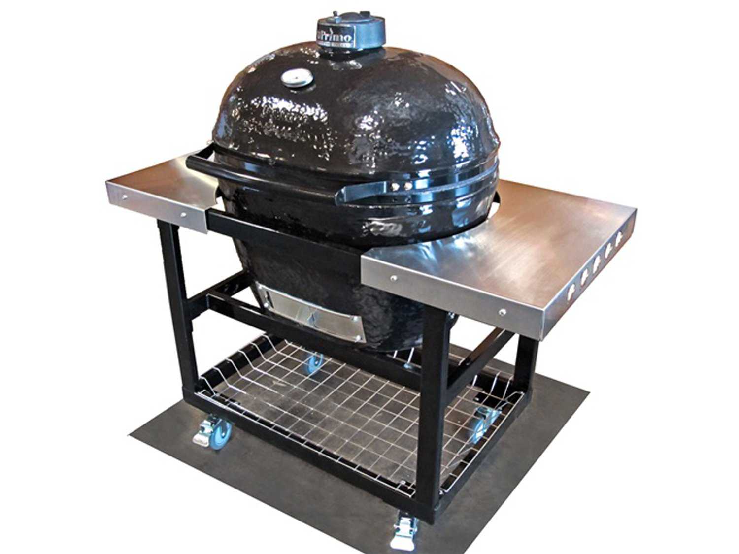 Primo Oval (400) XL Ceramic Smoker Grill On Stainless Steel Cart With