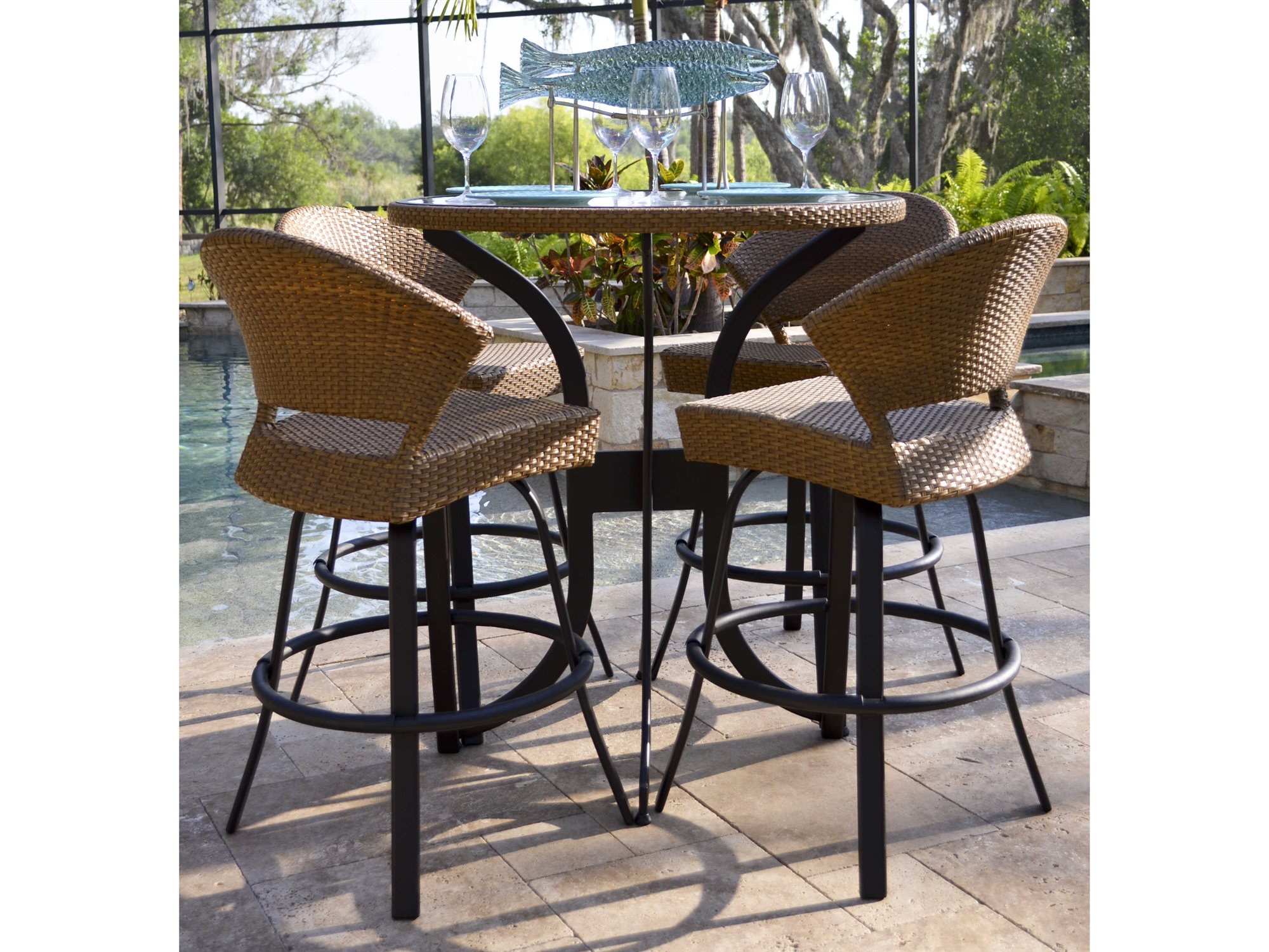 Palm Springs Rattan Cape Town Aluminum Swivel Bar Stool PS3225