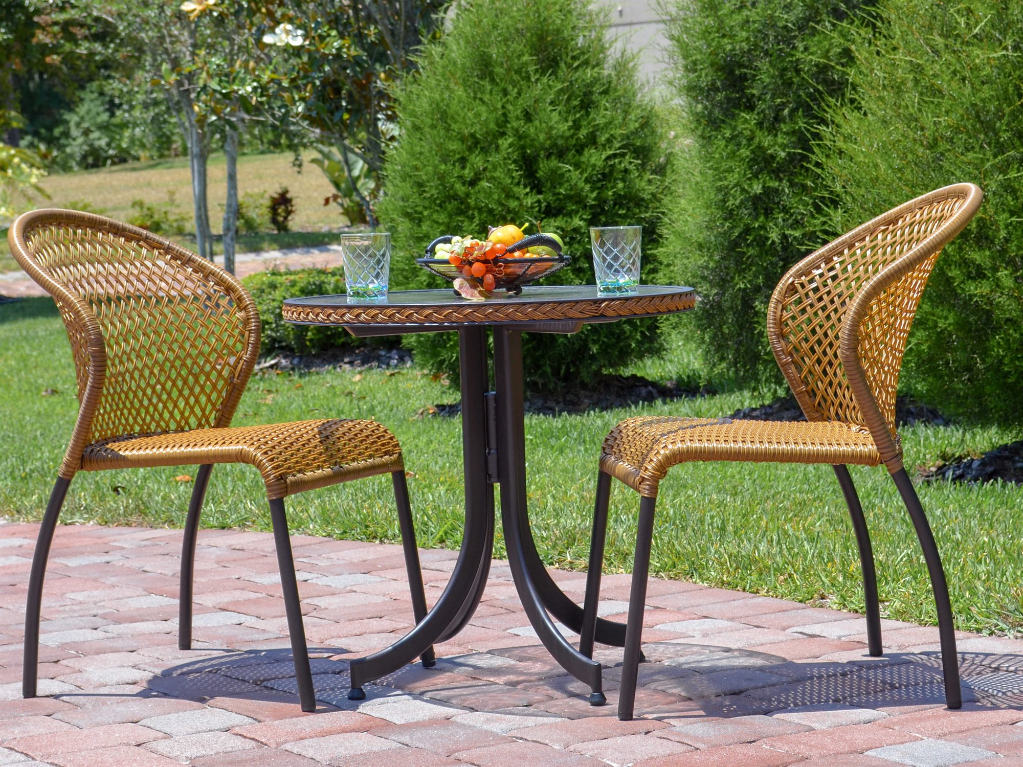 Palm Springs Rattan Cape Town Aluminum Bistro Set PSCPETWNDINSET