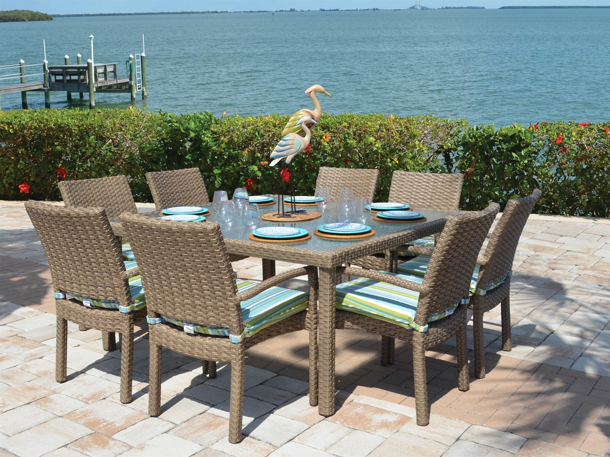 Palm Springs Rattan Seaside Wicker Dining Set PSSEASDEDINSET