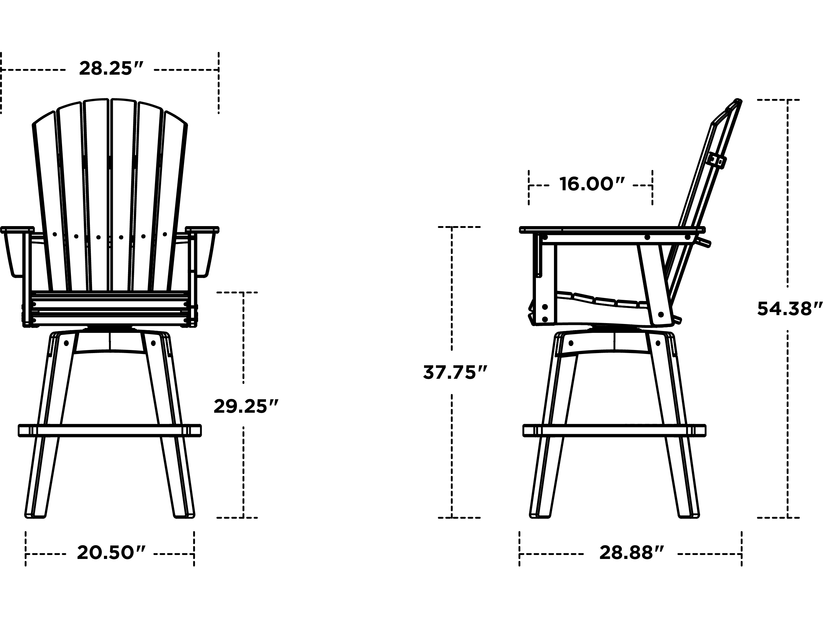POLYWOOD® Nautical Recycled Plastic Adirondack Swivel Outdoor Patio Bar