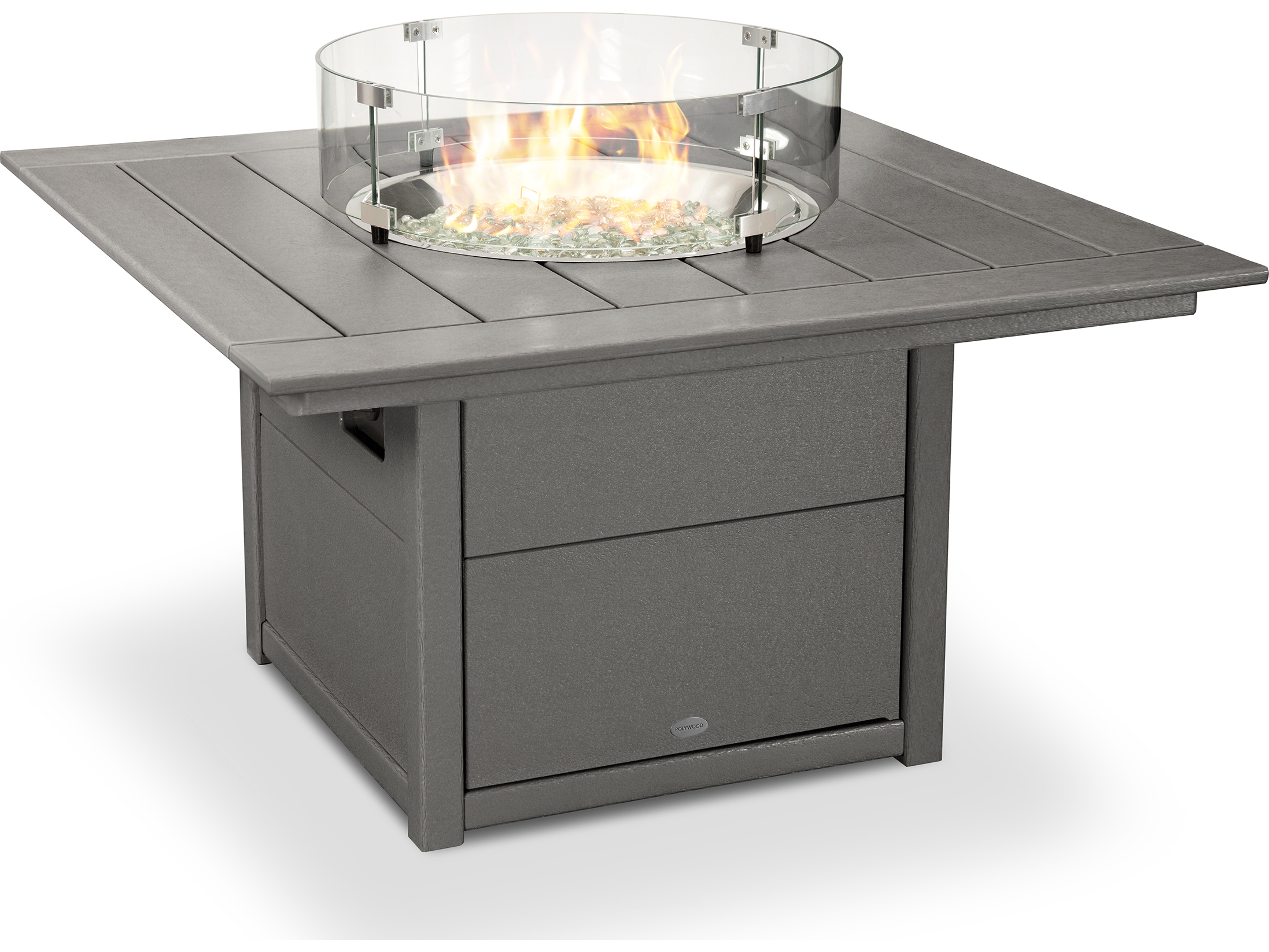 POLYWOOD® Recycled Plastic Square Outdoor Fire Pit Table PWCTF42S