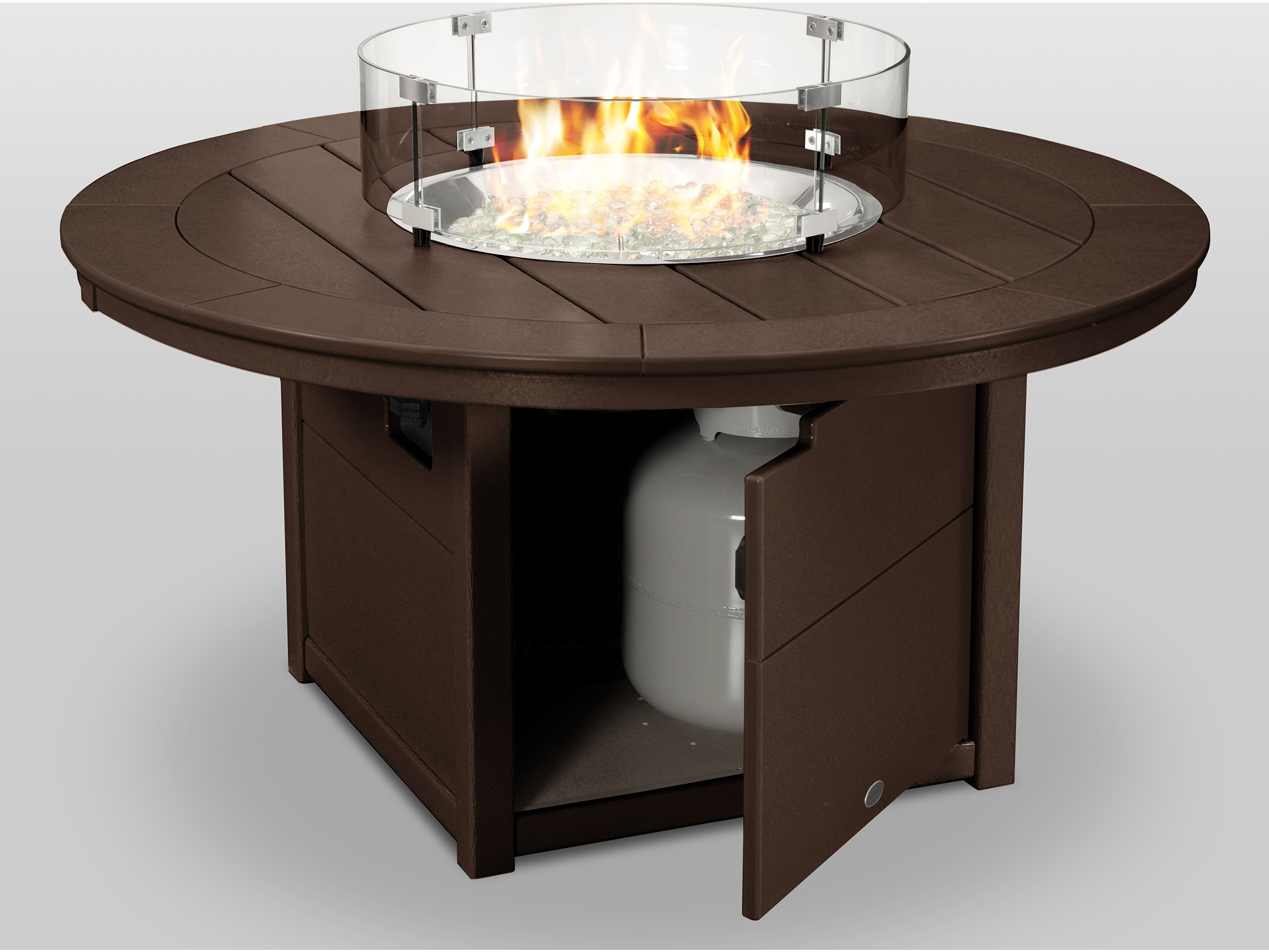 POLYWOOD® Recycled Plastic Round Outdoor Patio Fire Pit Table PWCTF48R