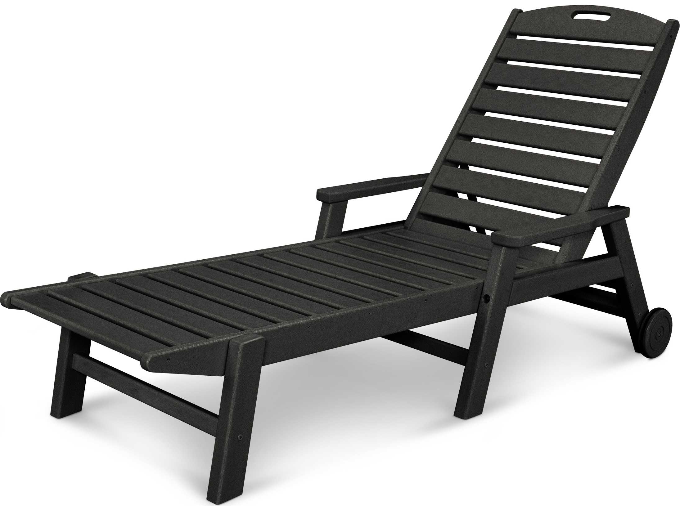 POLYWOOD® Nautical Recycled Plastic Stackable Chaise Lounge with Wheels