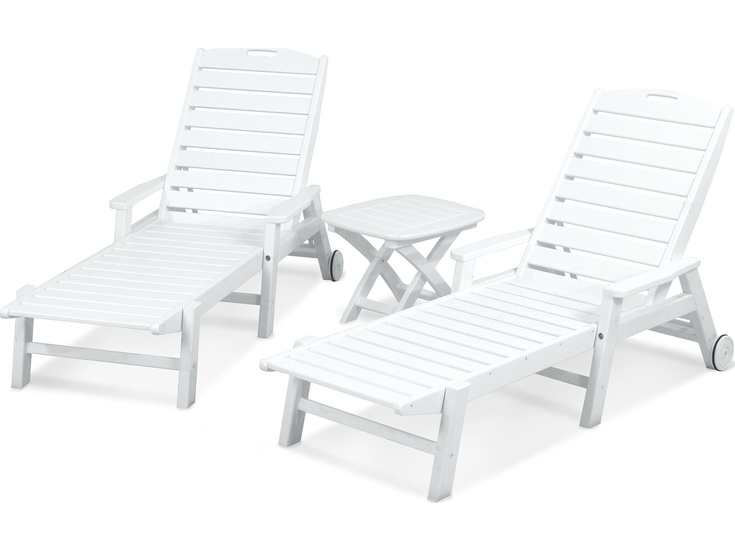 POLYWOOD® Nautical Recycled Plastic 3Piece Chaise Outdoor Patio Lounge