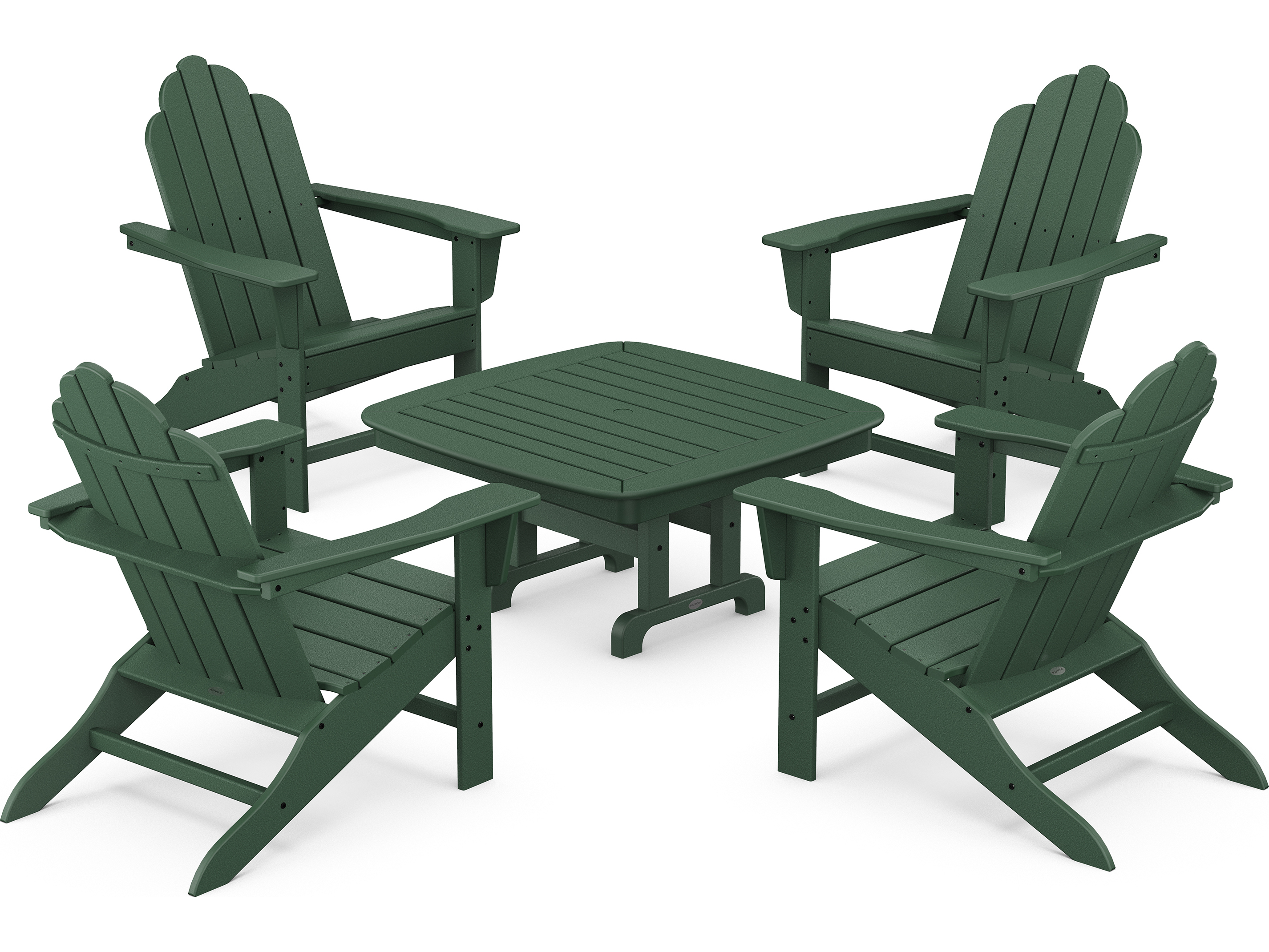 POLYWOOD® Long Island Recycled Plastic Adirondack 5Piece Outdoor Patio