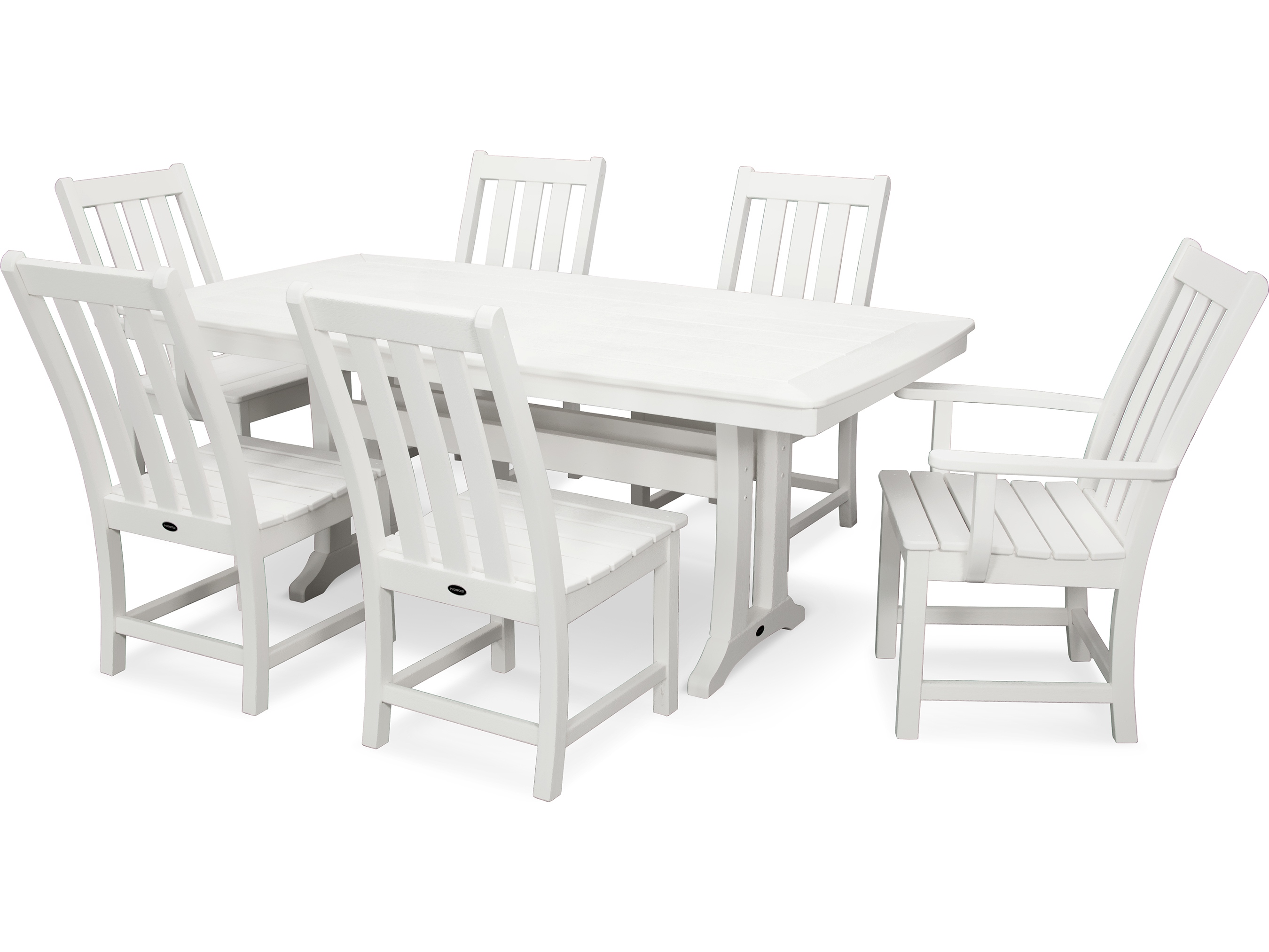 POLYWOOD® Vineyard Recycled Plastic 7 Piece Nautical Trestle Patio