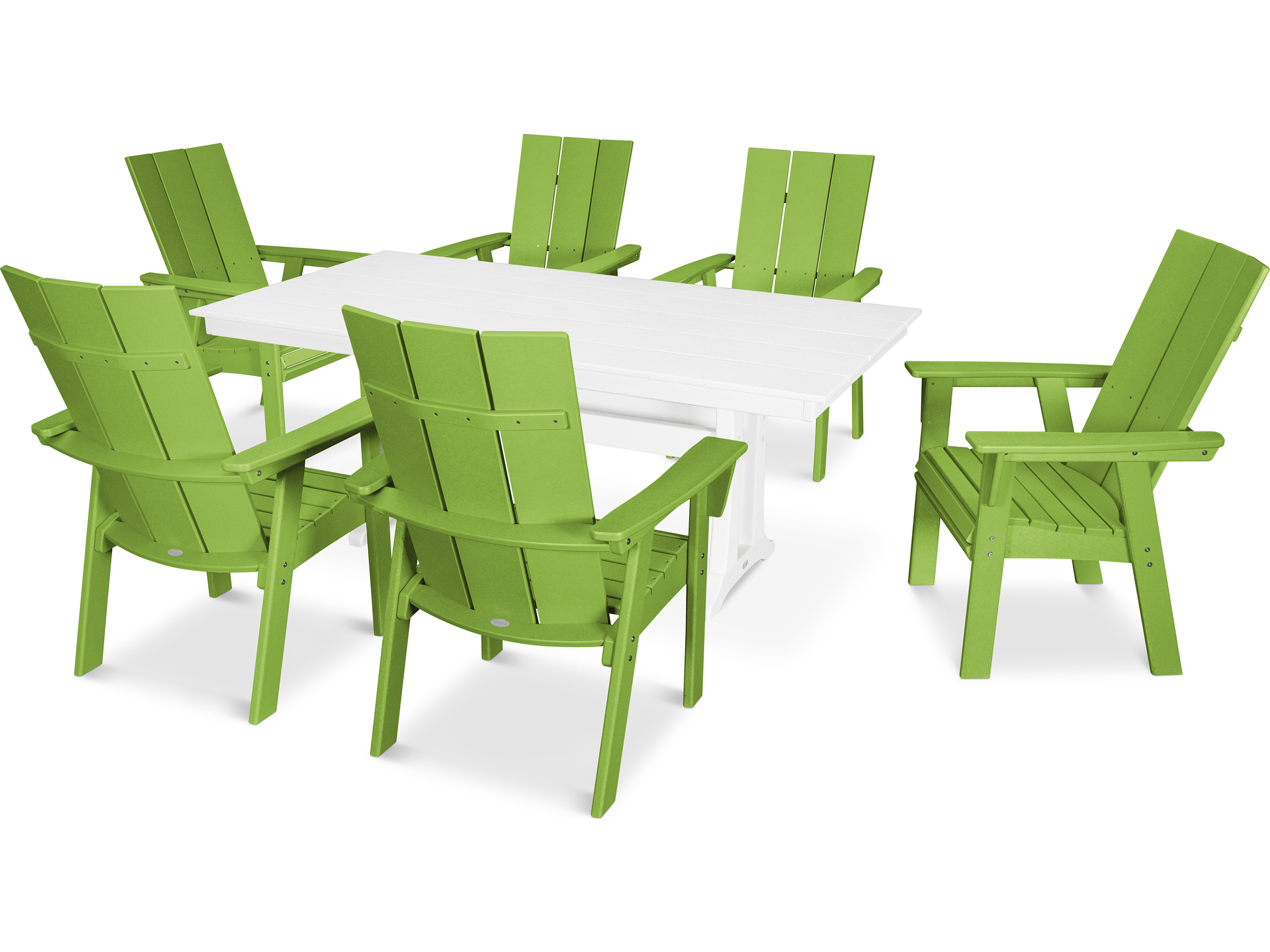 POLYWOOD® Modern Recycled Plastic 7 Piece Farmhouse Outdoor Patio