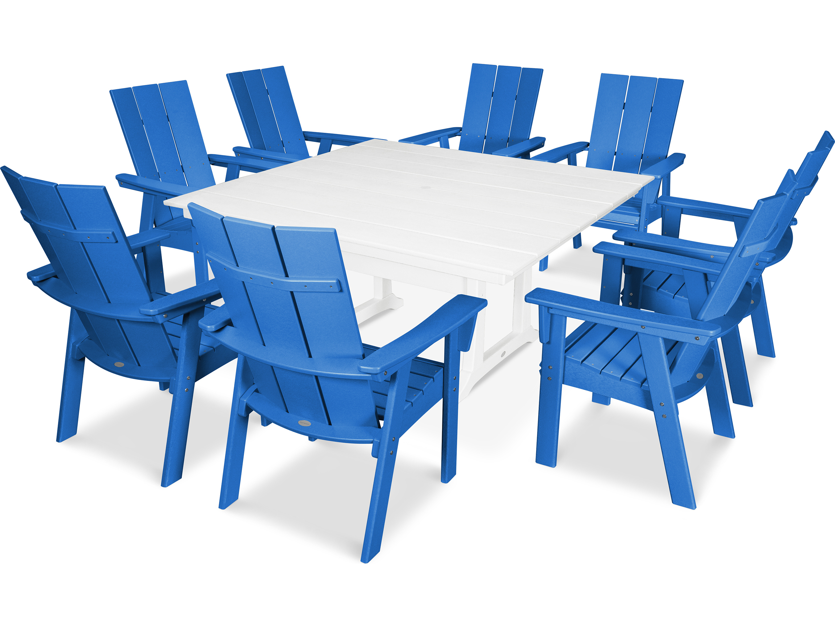 POLYWOOD® Modern Recycled Plastic 9 Piece Farmhouse Patio Dining Set