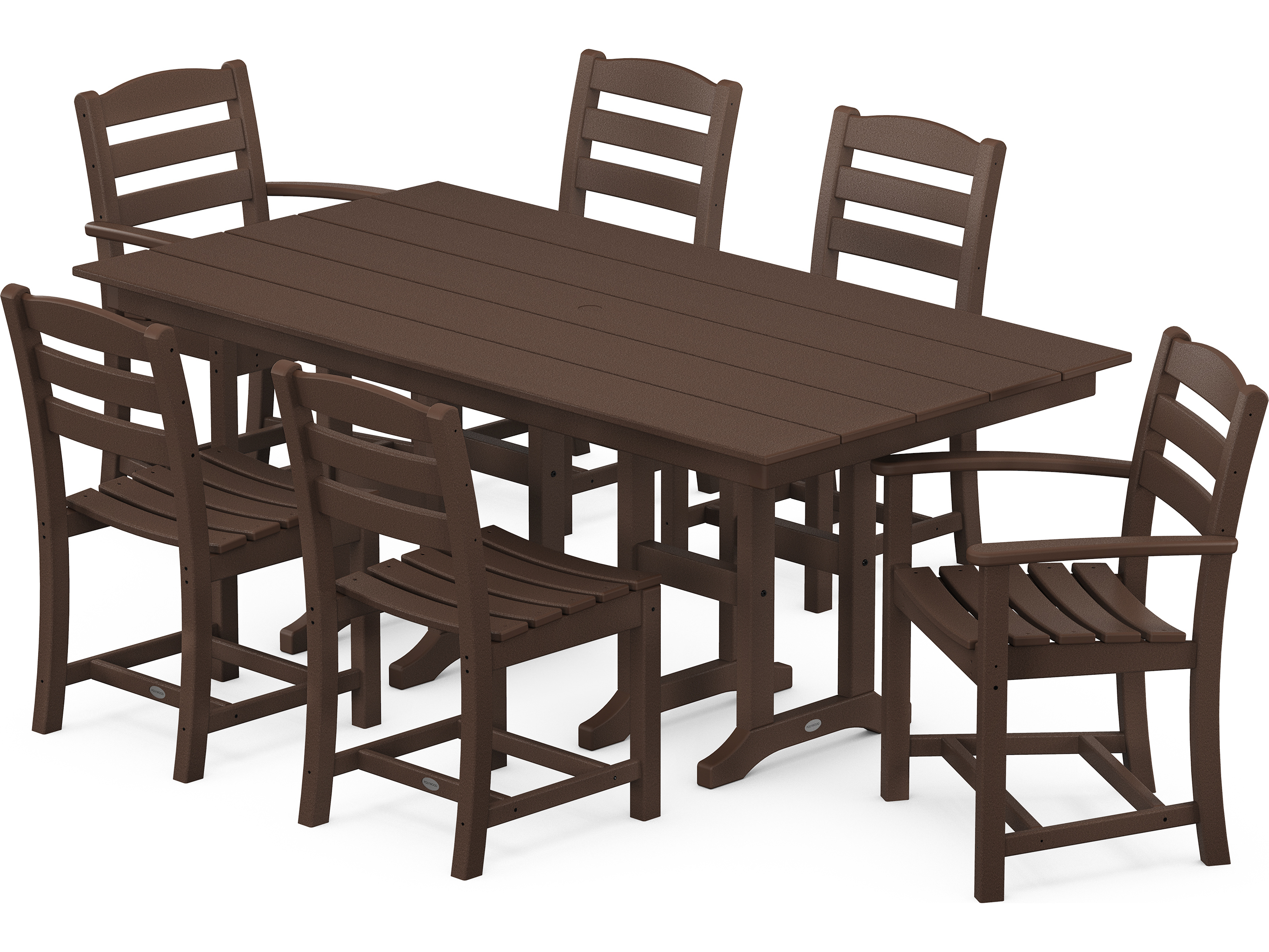 POLYWOOD® La Casa Cafe Recycled Plastic 7 Piece Farmhouse Patio Dining